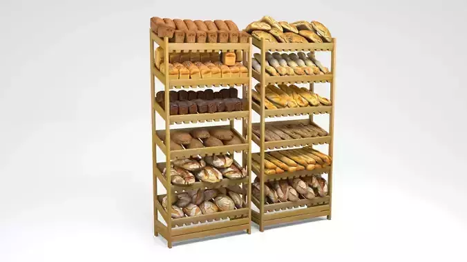 Baked Bread bun and loaf collection on the shelf 