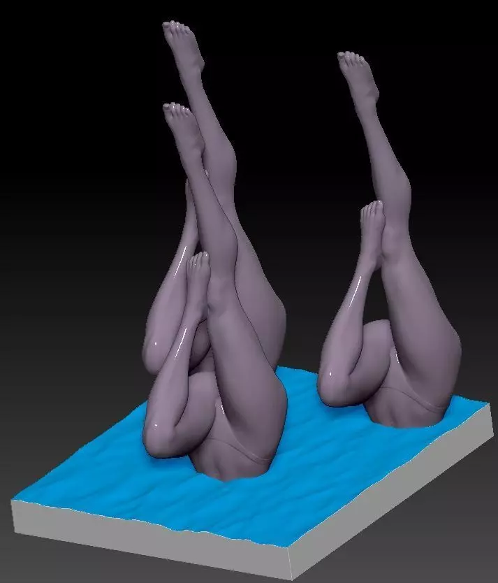 ARTISTIC SWIMMING 2 WITH WATER BASE 3D print model