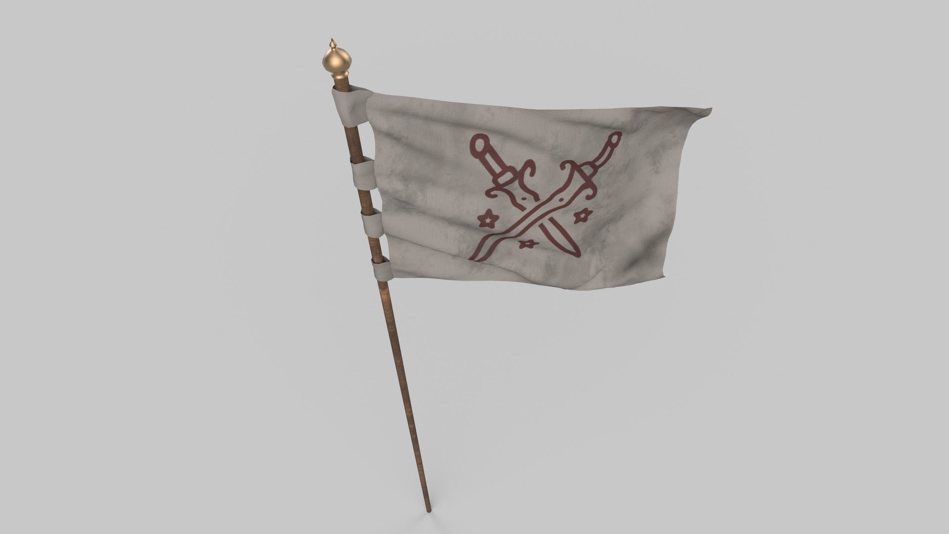 Waving flag Low-poly 3D model_3