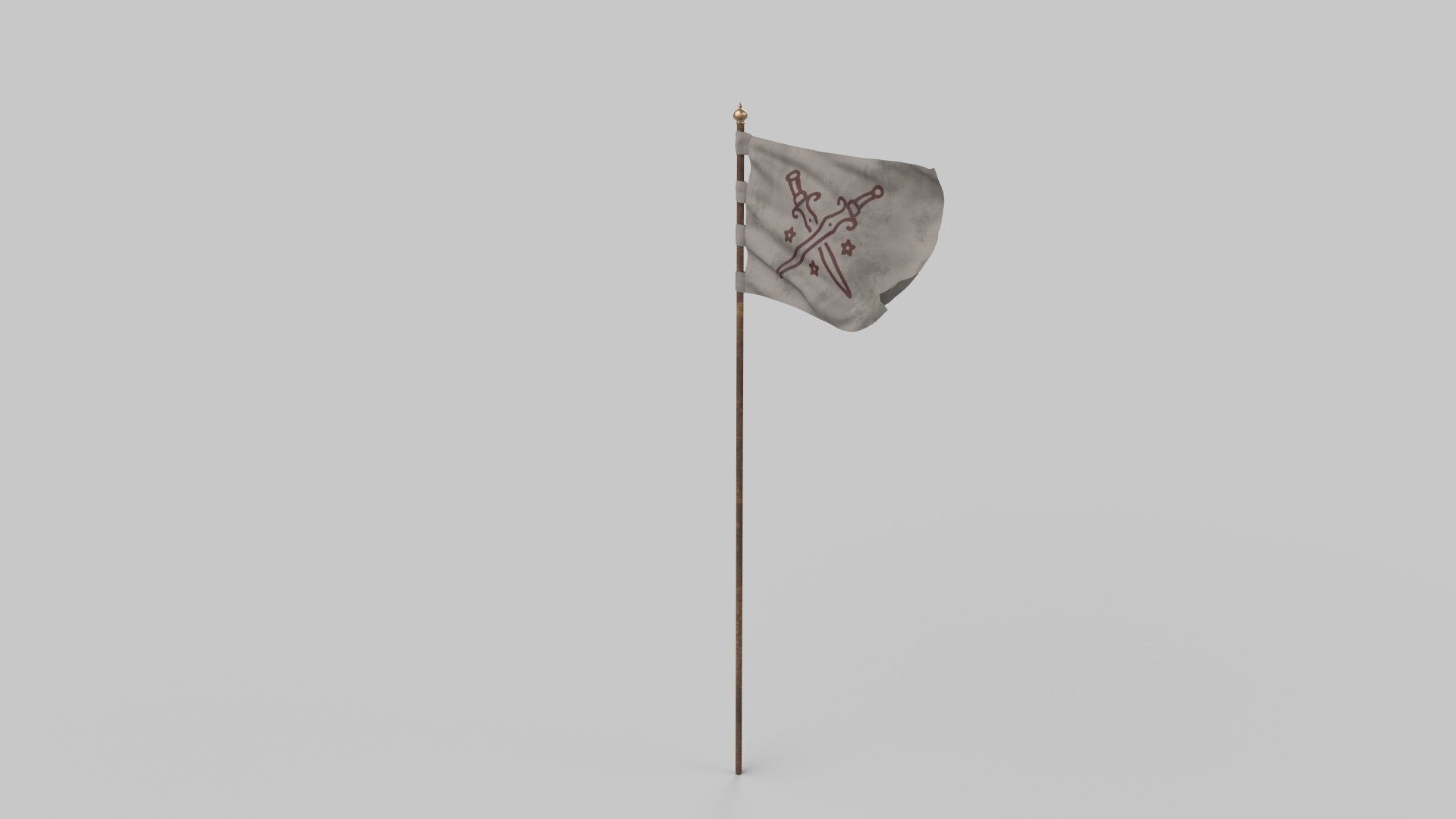 Waving flag Low-poly 3D model_1
