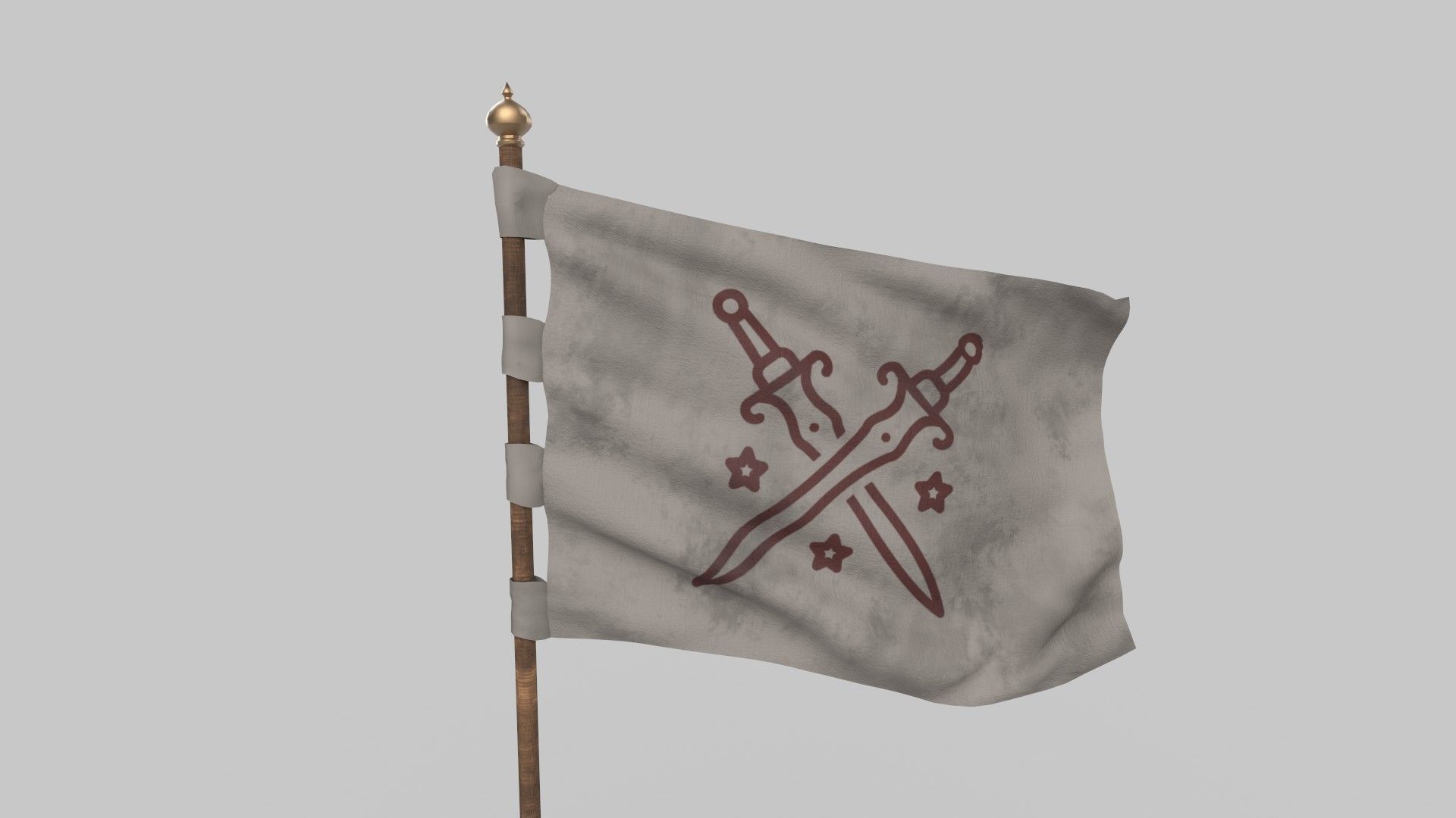 Waving flag Low-poly 3D model_4
