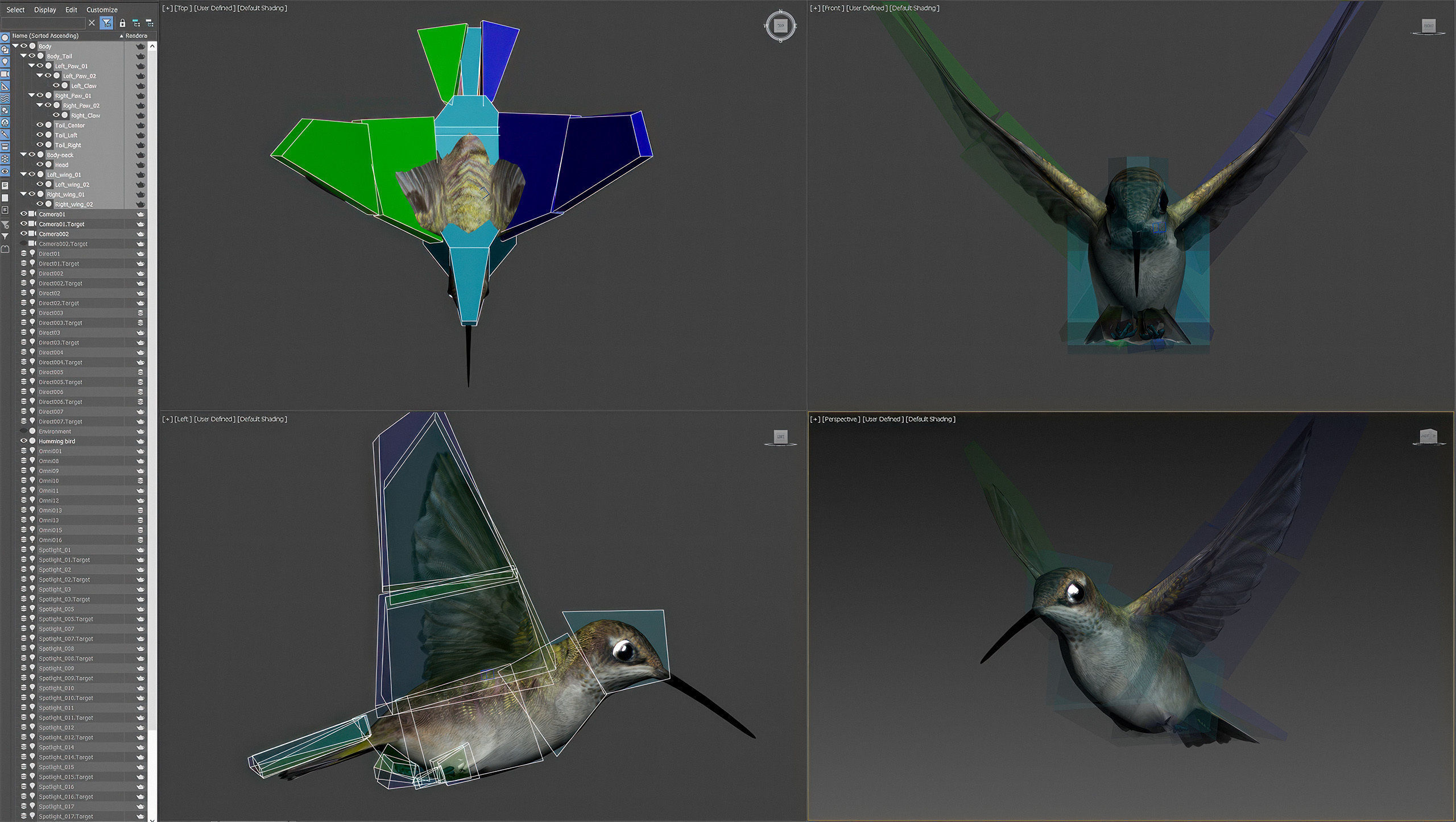 Animated Hummingbird Low-poly 3D model_7