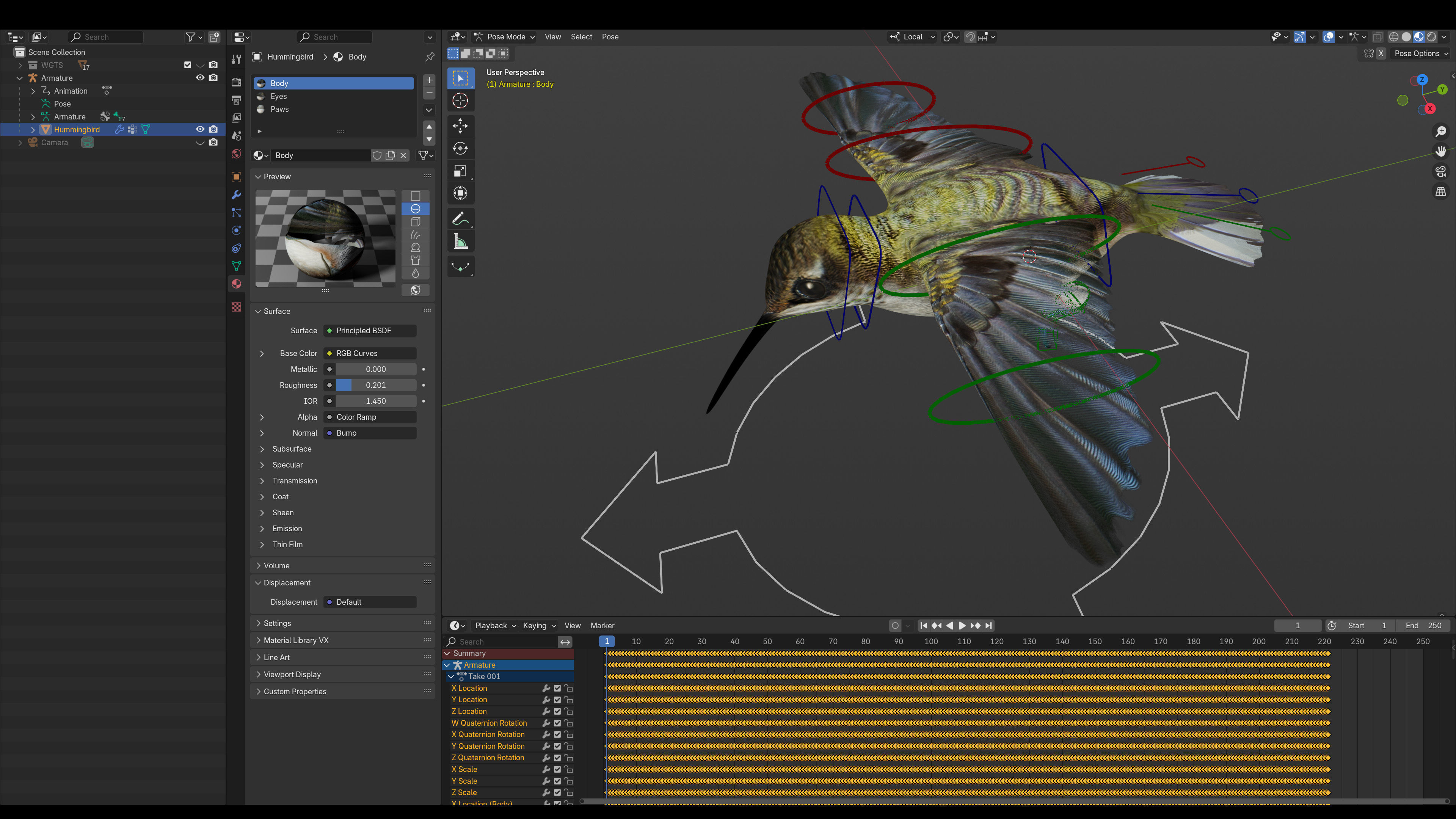 Animated Hummingbird Low-poly 3D model_11