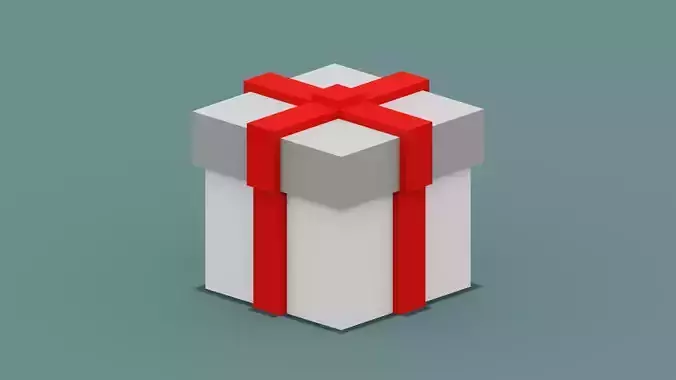 Voxel Gift  Low-poly 3D model