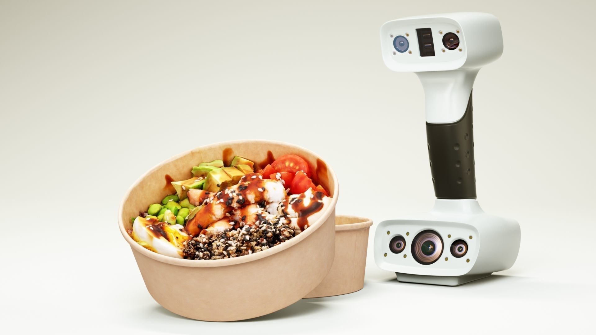 Poke bowl with striped prawn or caramote prawn 3D model_5