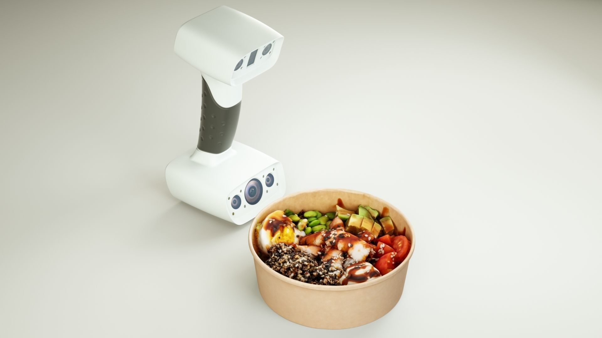 Poke bowl with striped prawn or caramote prawn 3D model_4