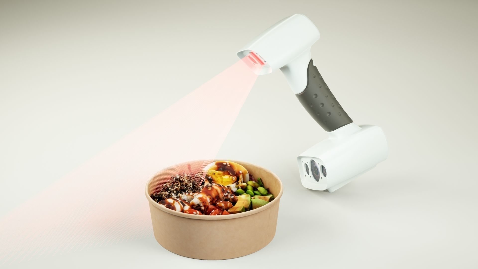 Poke bowl with striped prawn or caramote prawn 3D model_1
