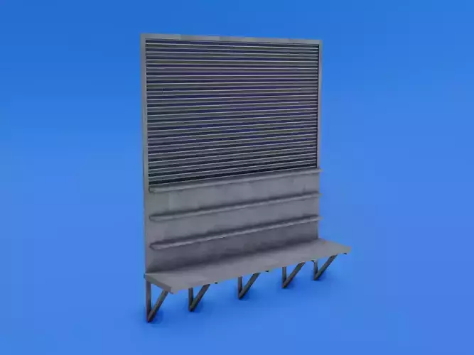 Metal tool shelf Low-poly 3D model