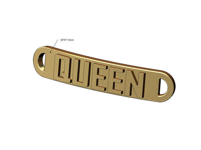 Queen rounded plate tag 3D print model