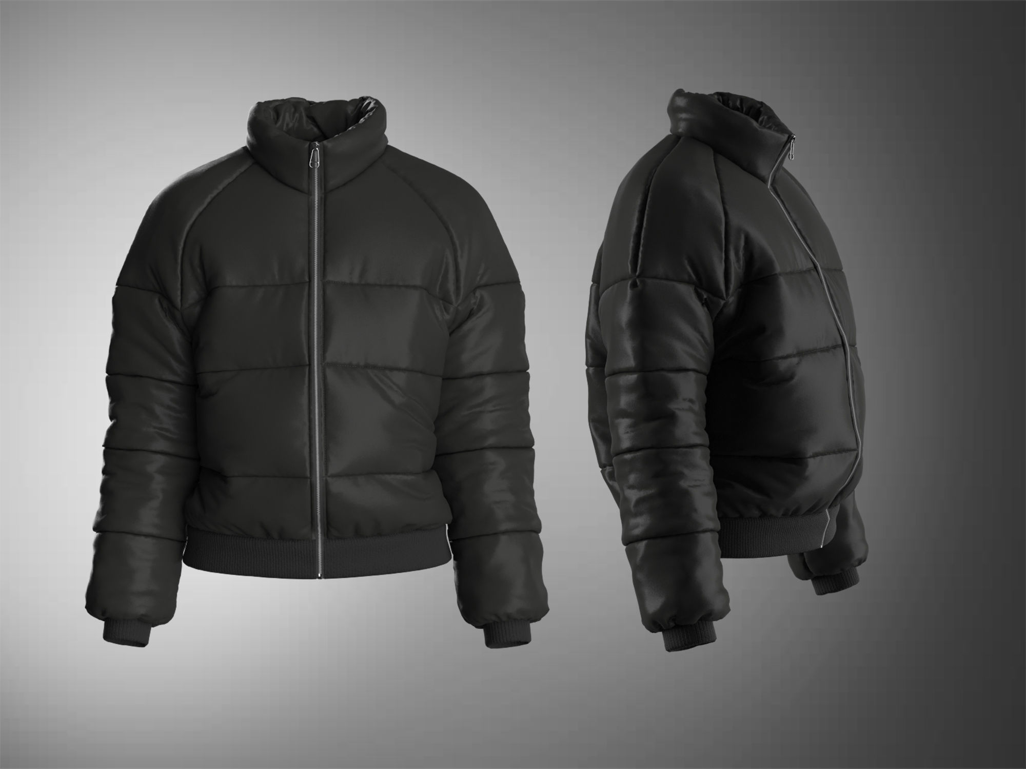 Puffer jacket - Female 3D model_8