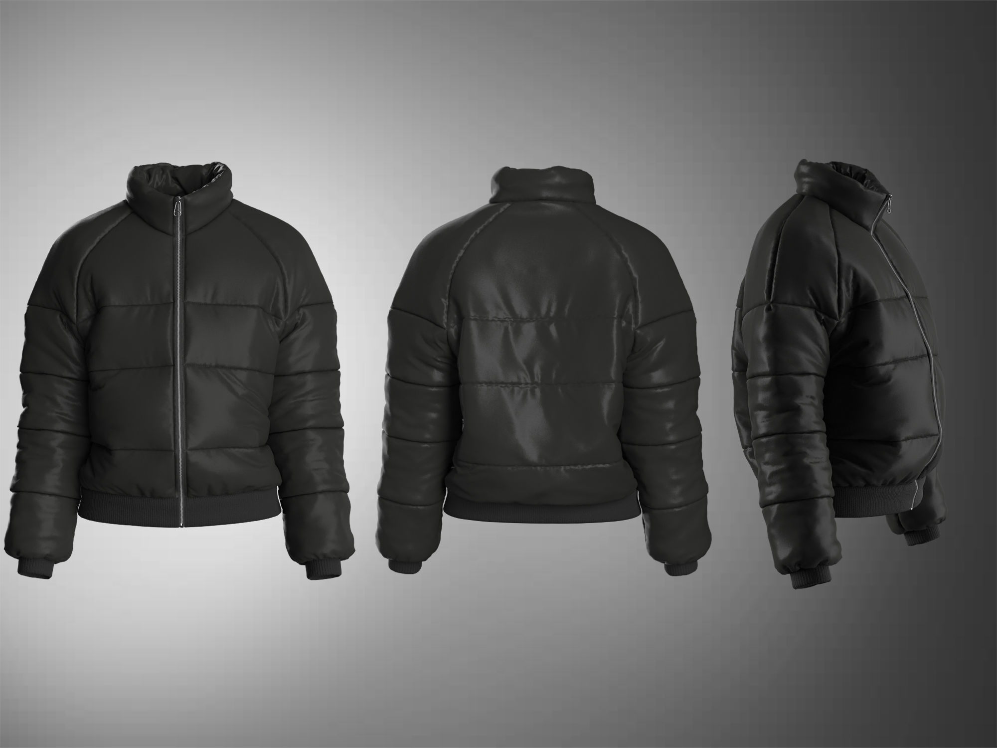 Puffer jacket - Female 3D model_7