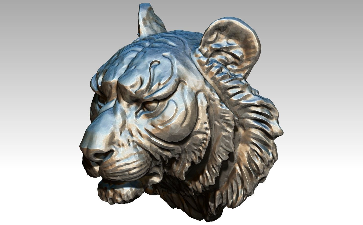 High detailed Tiger head  3D print model_1