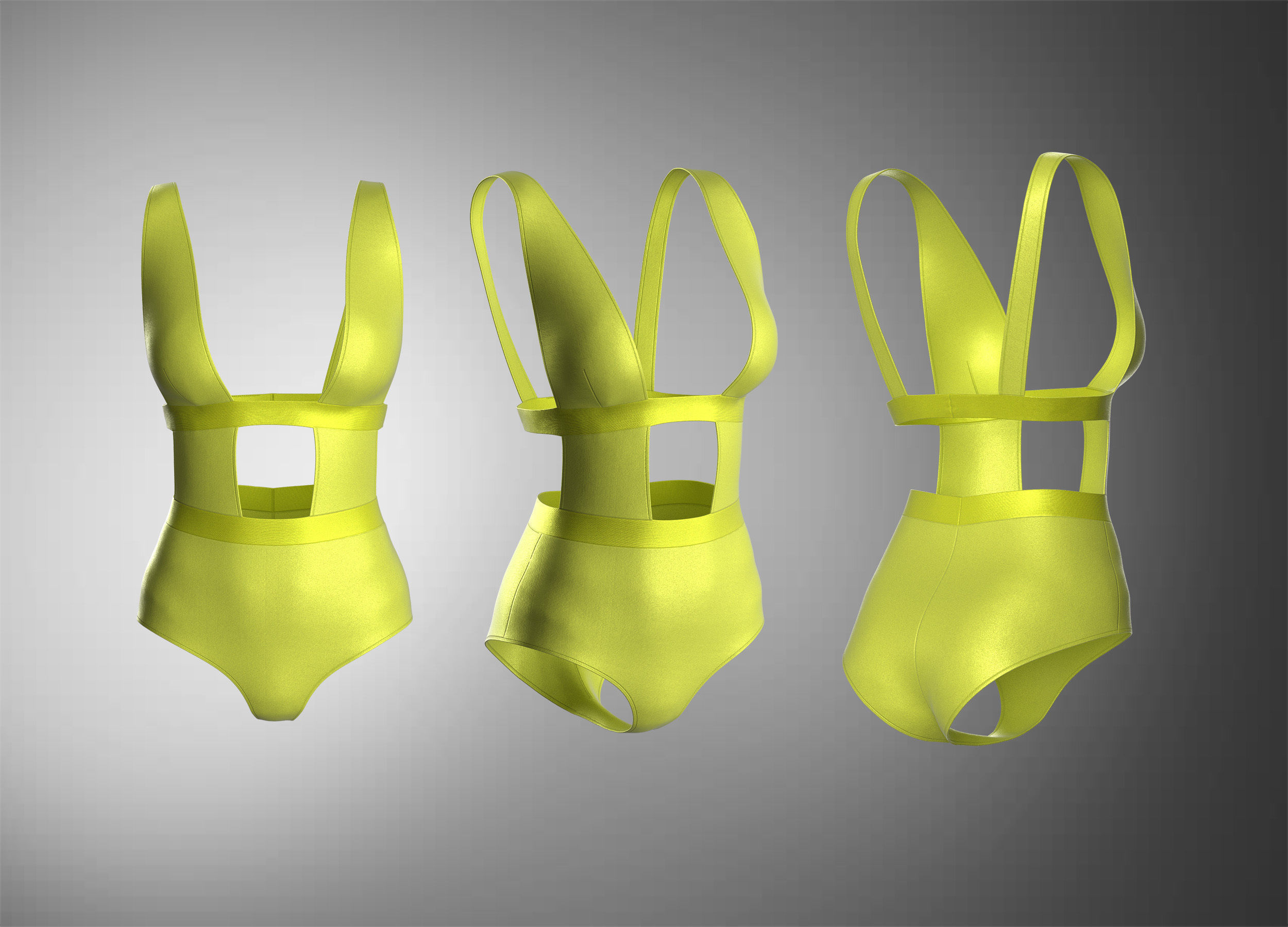  Swimmsuit one piece YELLOW 3D model_1