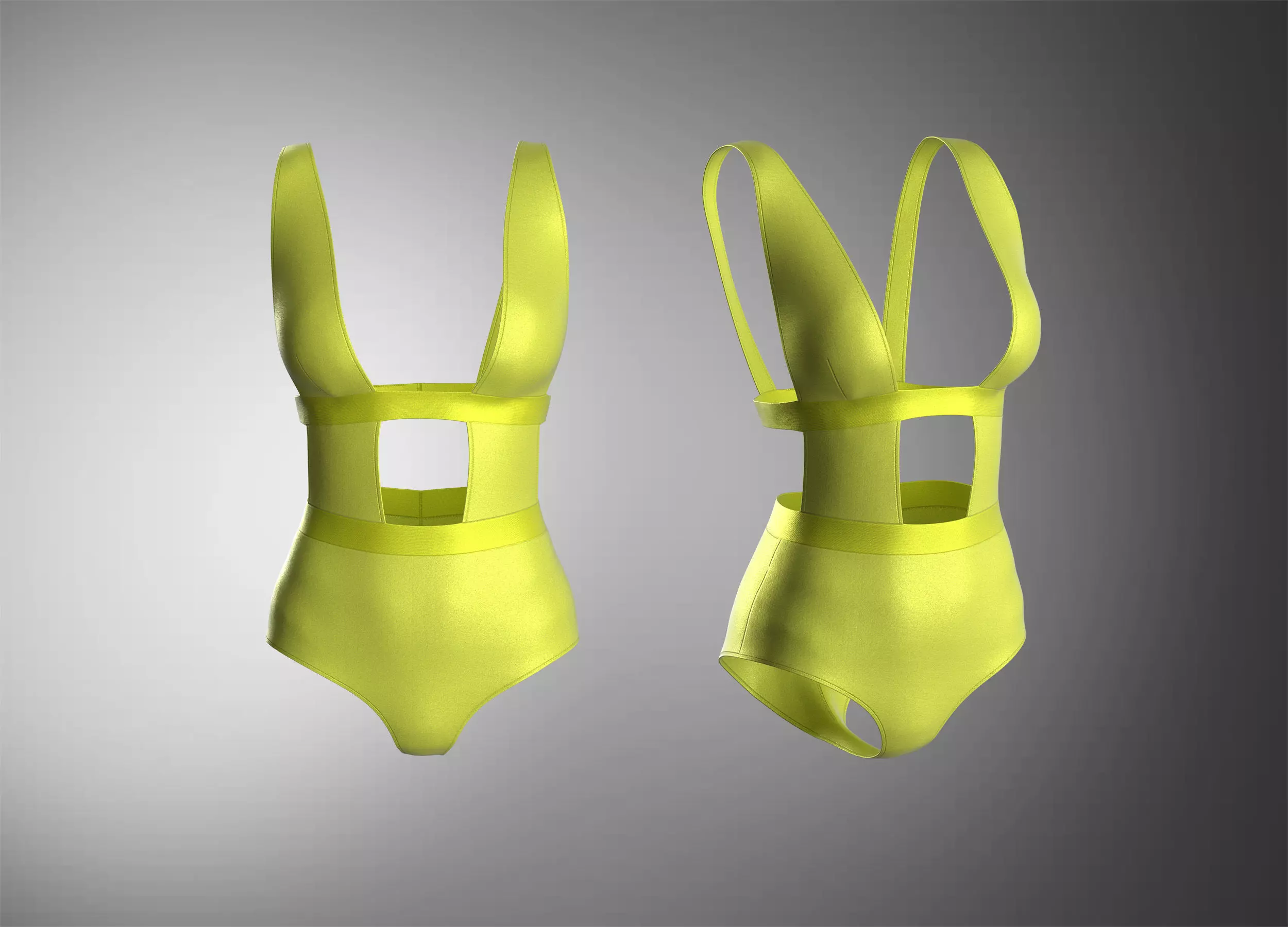  Swimmsuit one piece YELLOW 3D model_0