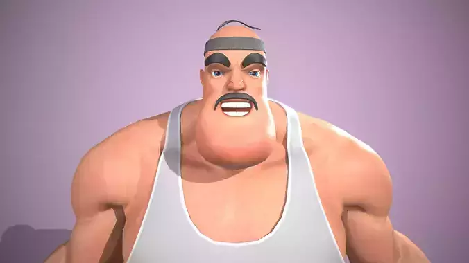 Athlete cartoon character holding weight