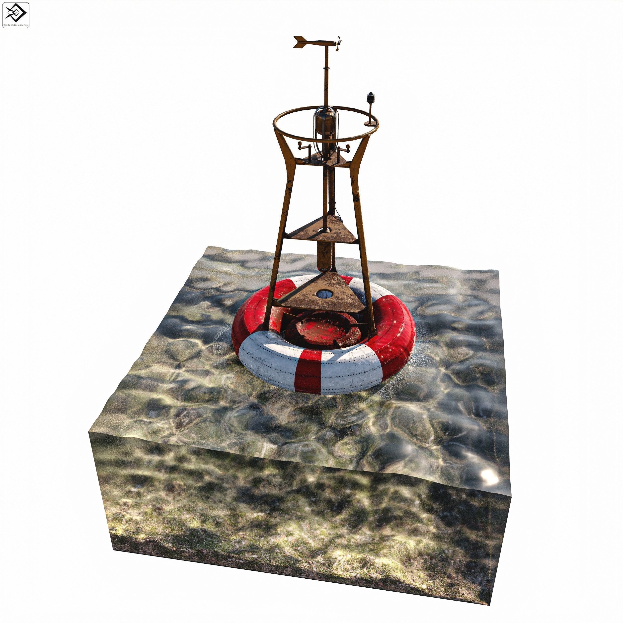 Navigation buoy Low-poly 3D model_3