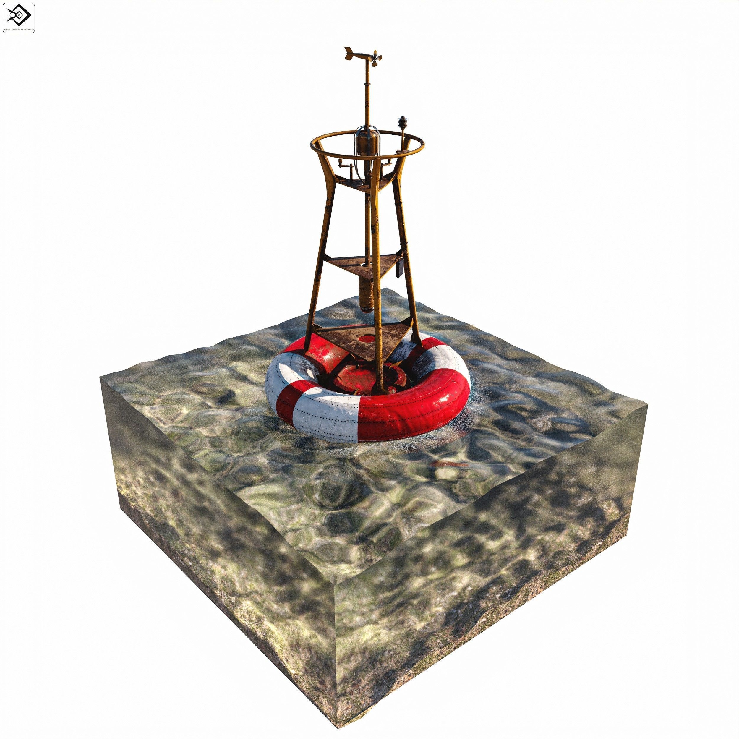 Navigation buoy Low-poly 3D model_1