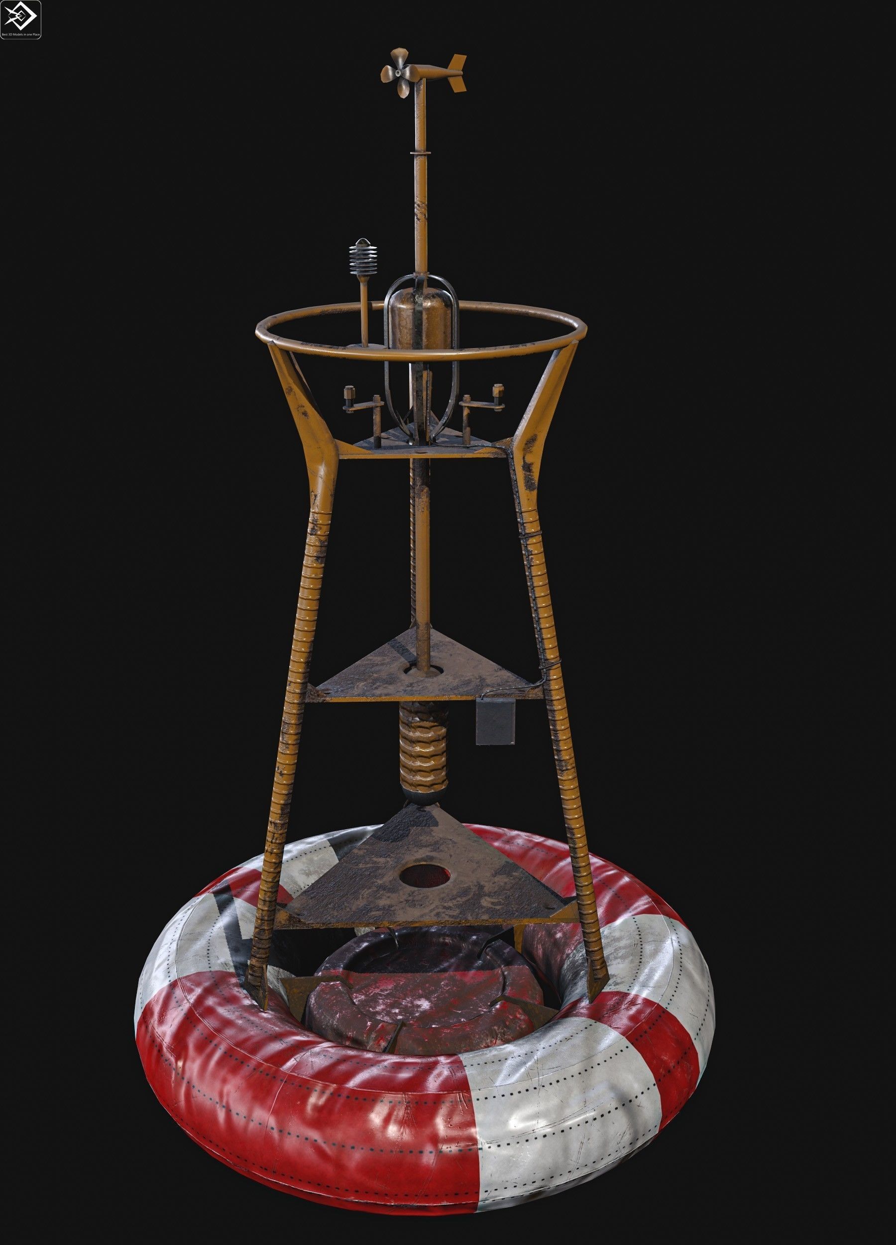 Navigation buoy Low-poly 3D model_9