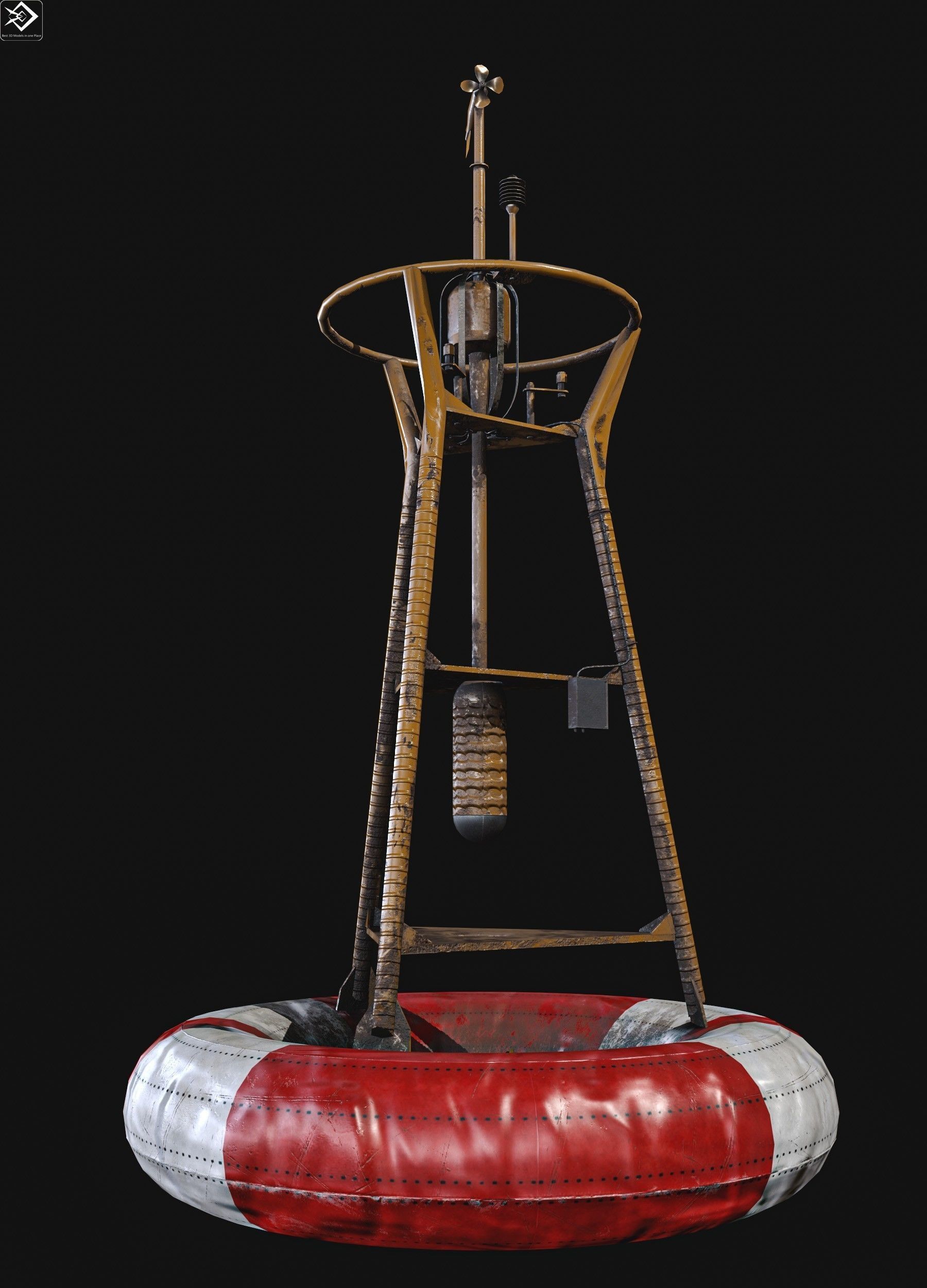 Navigation buoy Low-poly 3D model_7