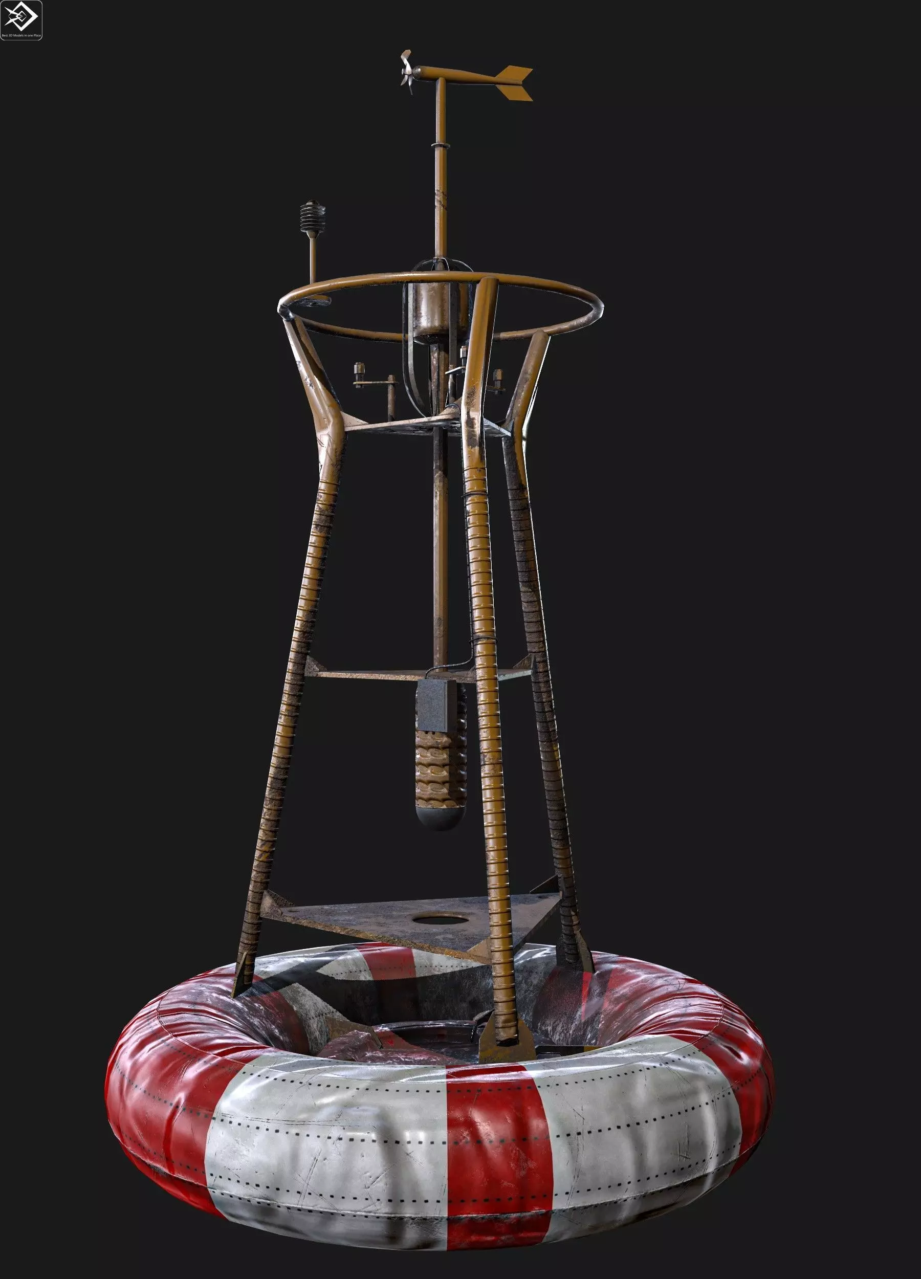 Navigation buoy Low-poly 3D model_0