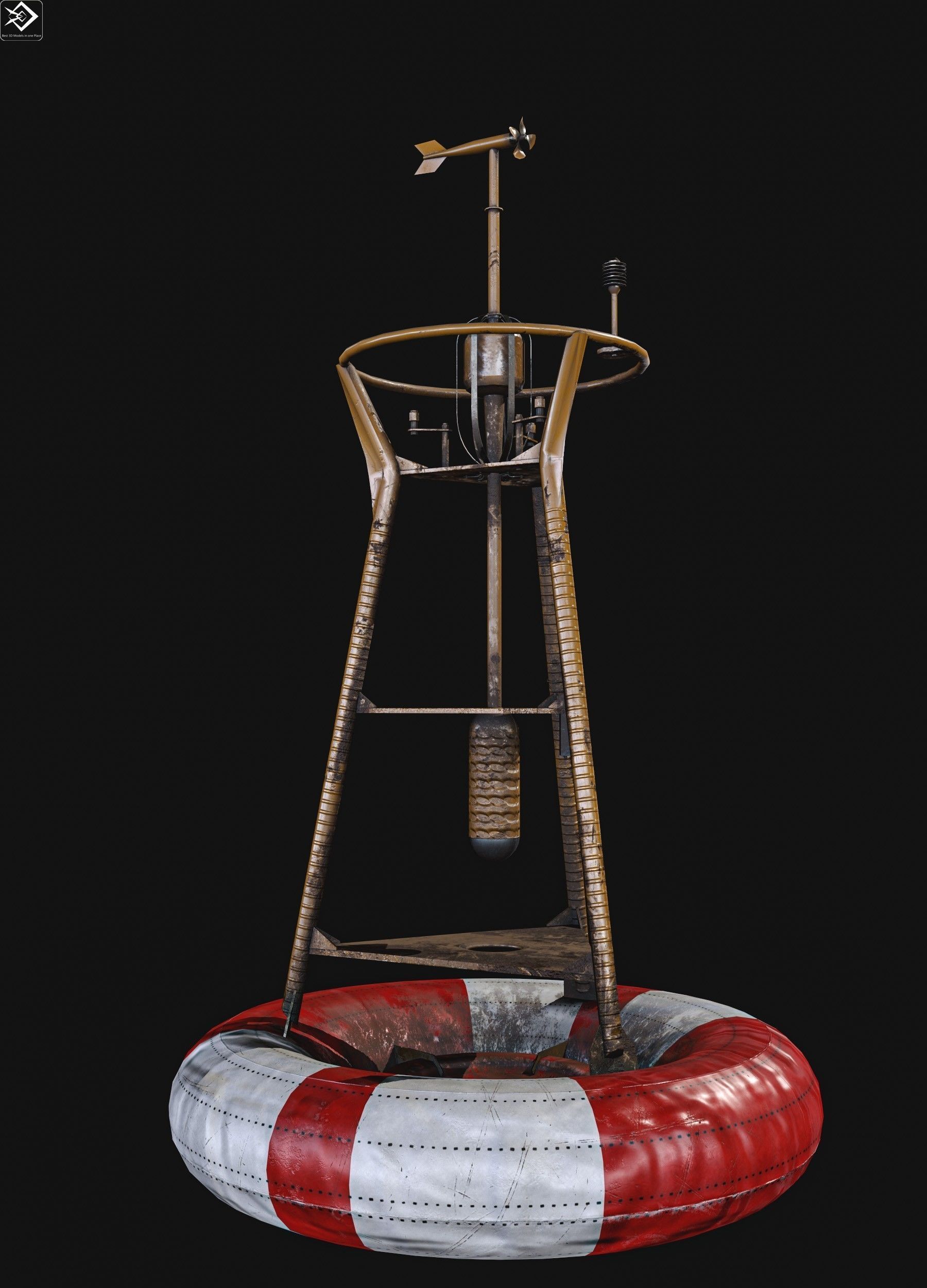 Navigation buoy Low-poly 3D model_4