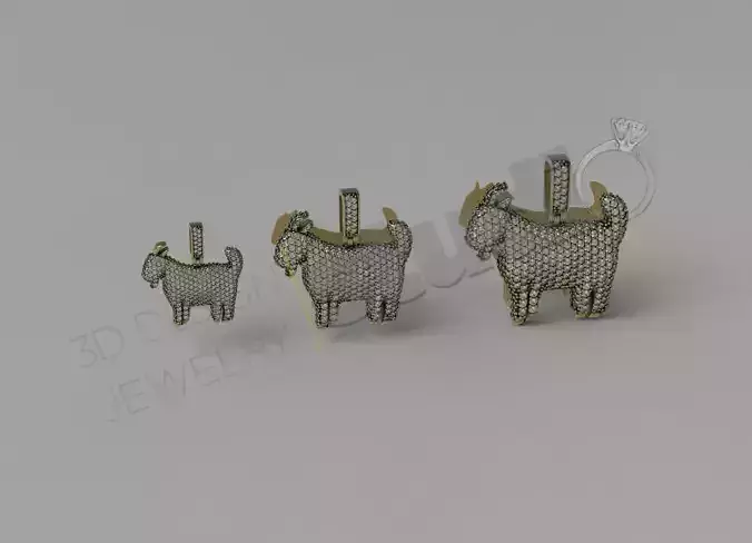 Iced Out GOAT pendant in 3 sizes with gems 