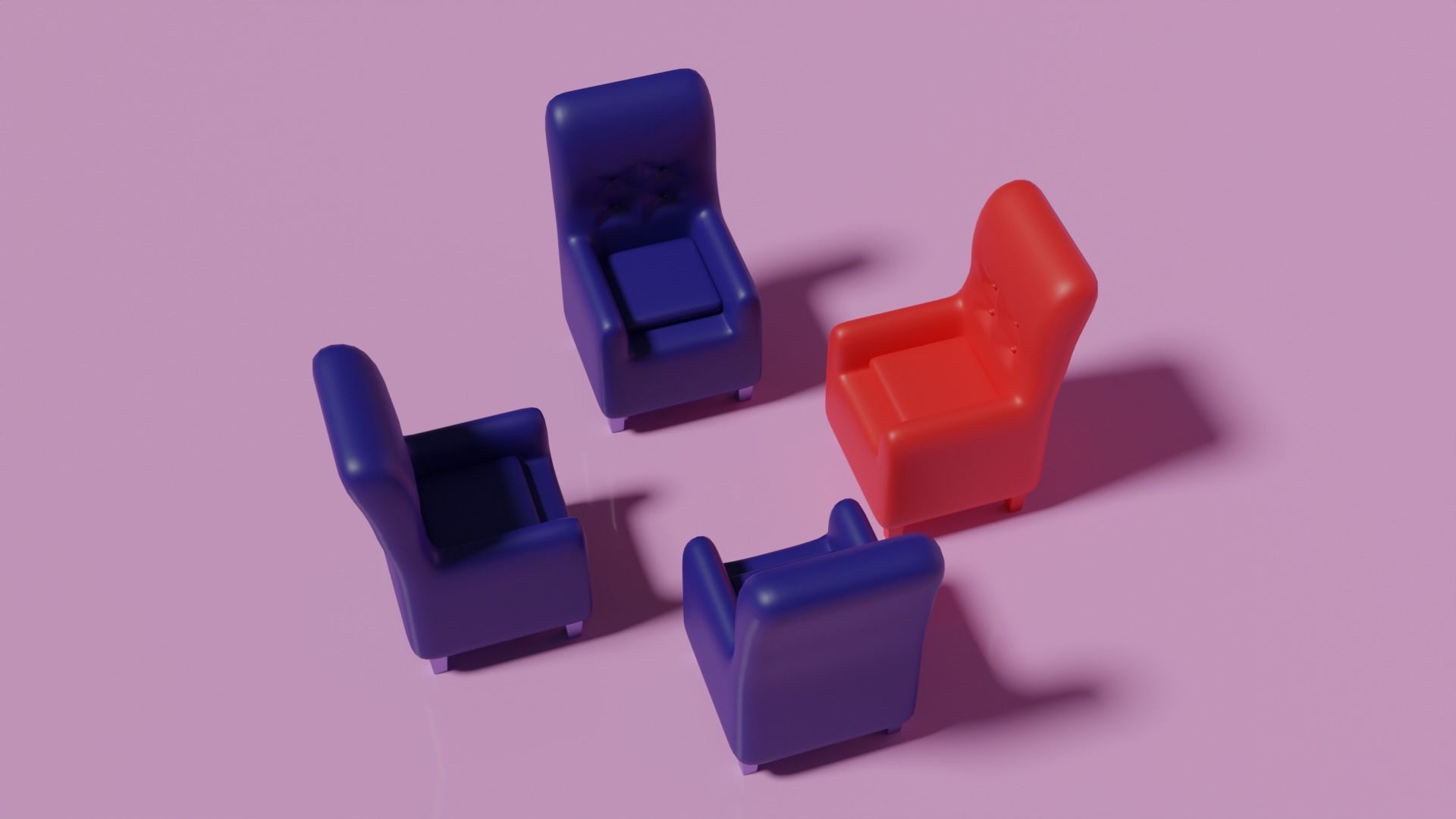 3D Sofa chair Low-poly 3D model_3