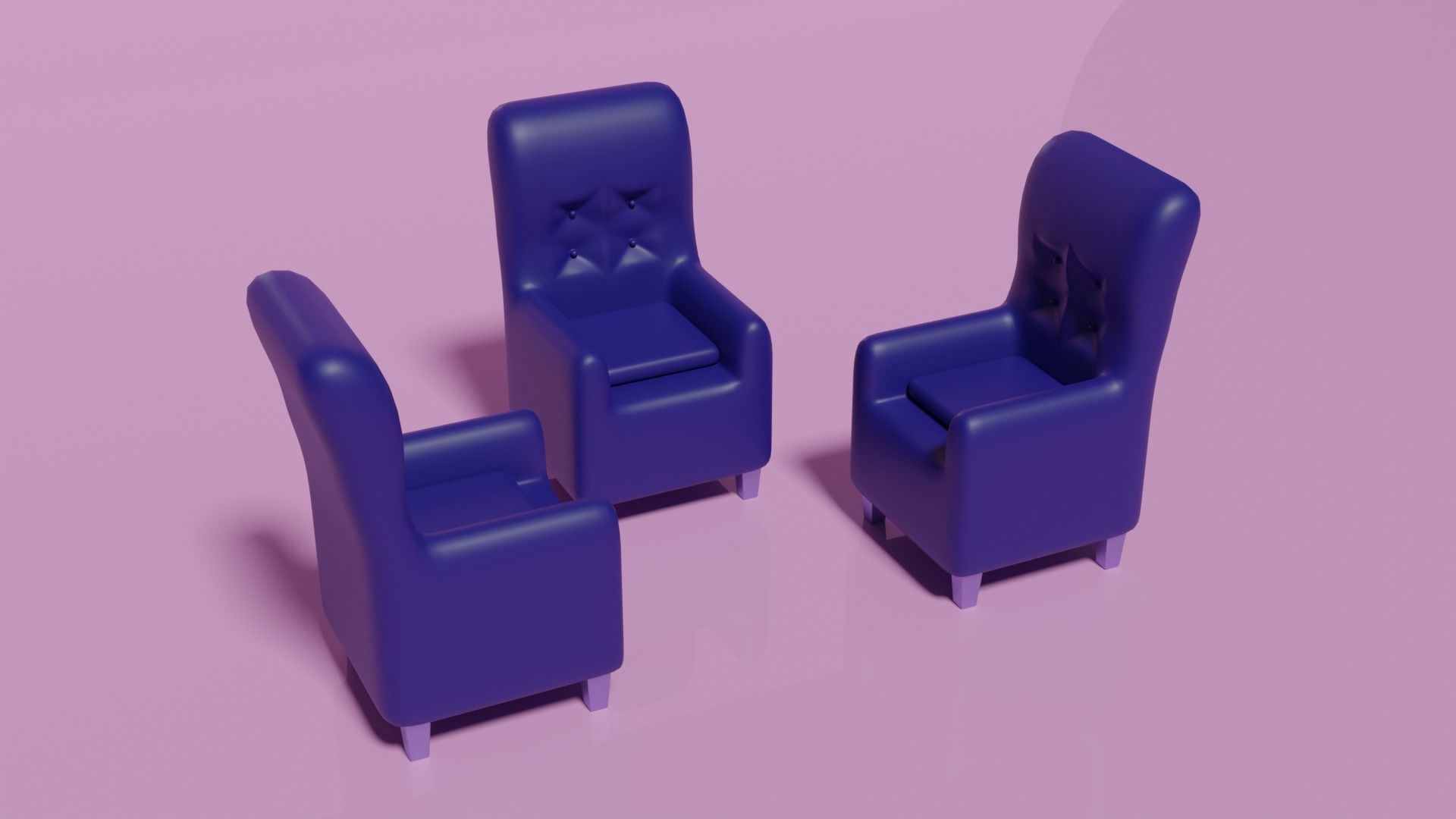 3D Sofa chair Low-poly 3D model_1