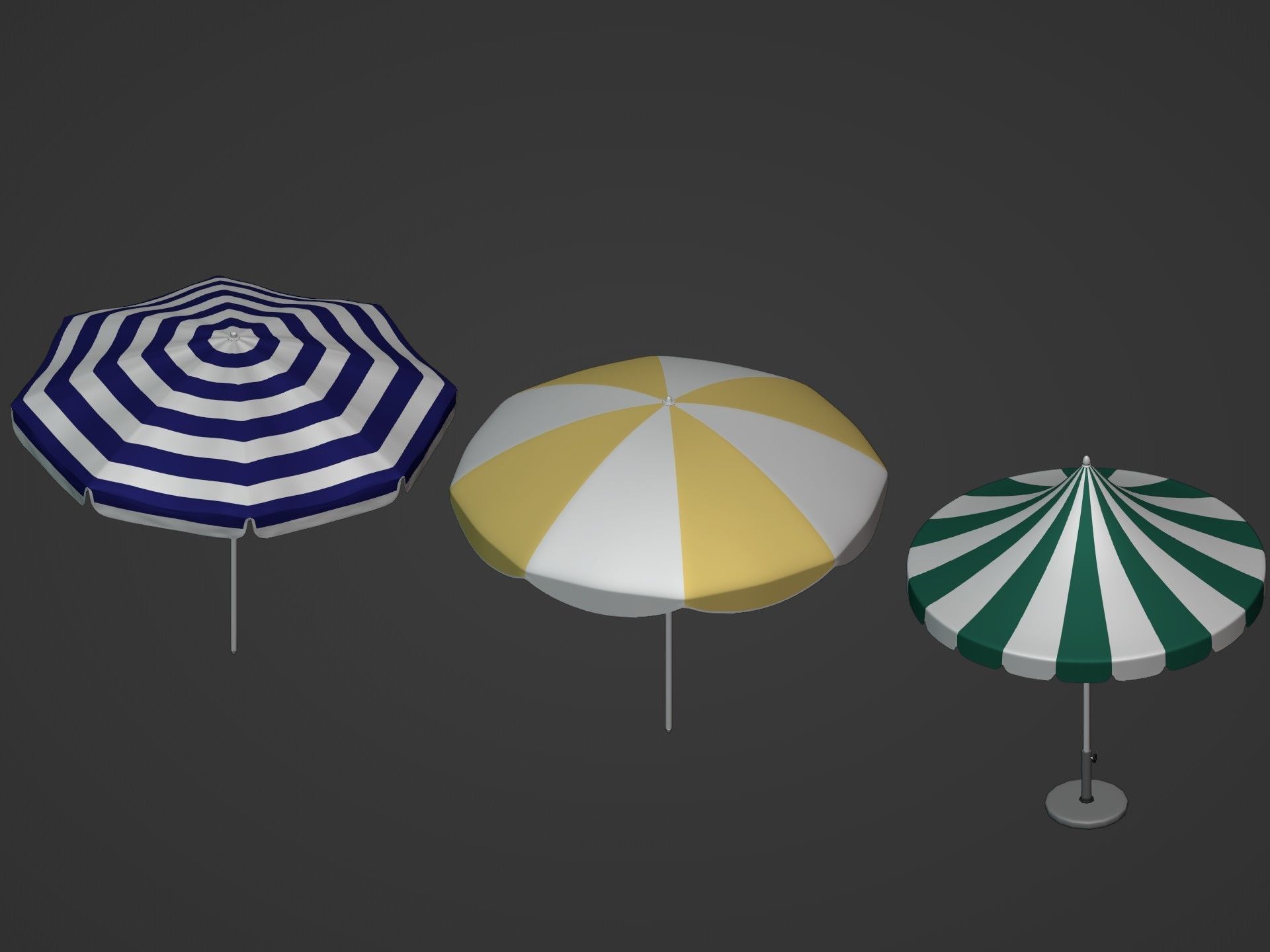 Beach Umbrellas Pack Low-poly 3D model_3