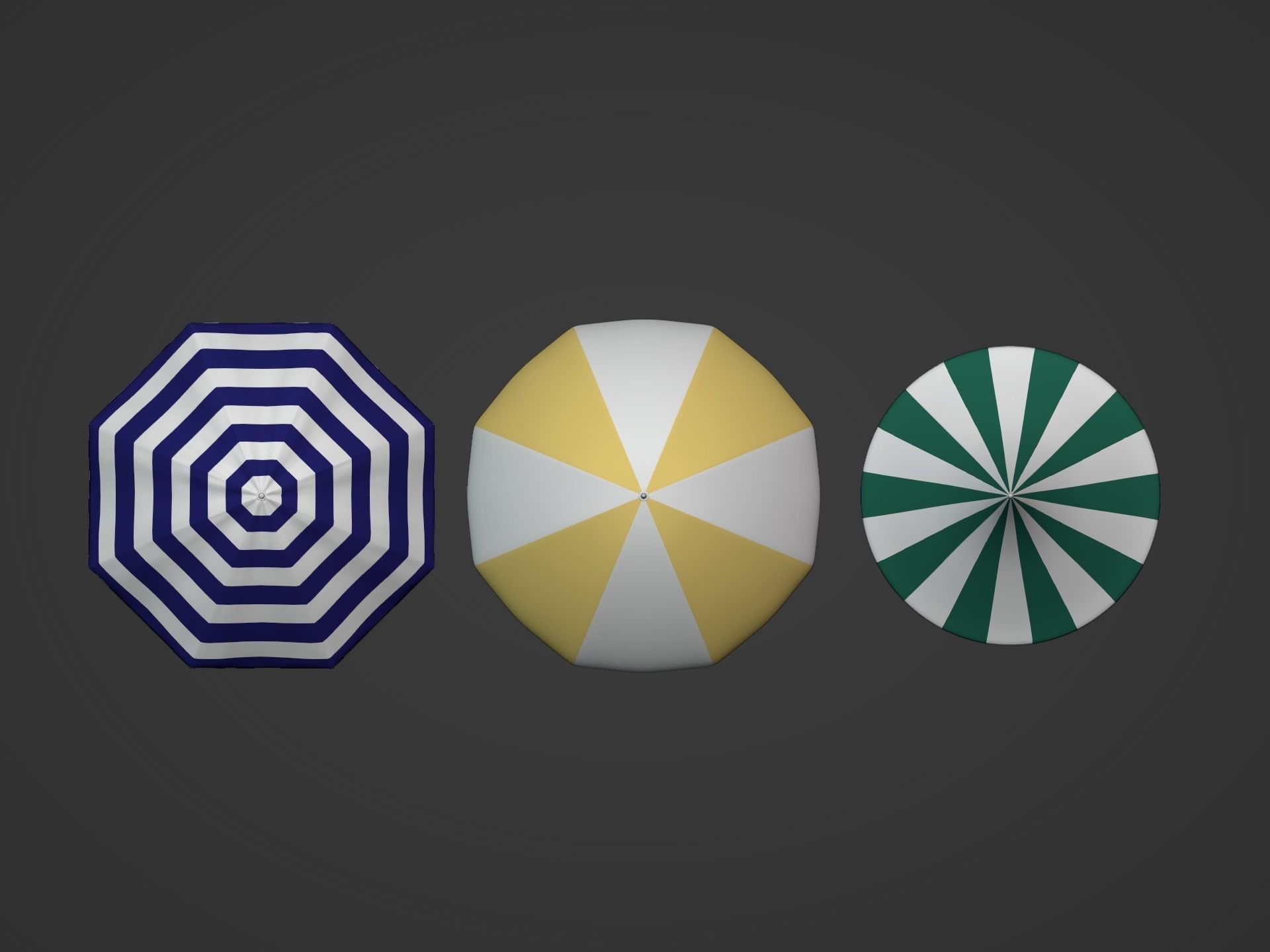 Beach Umbrellas Pack Low-poly 3D model_9