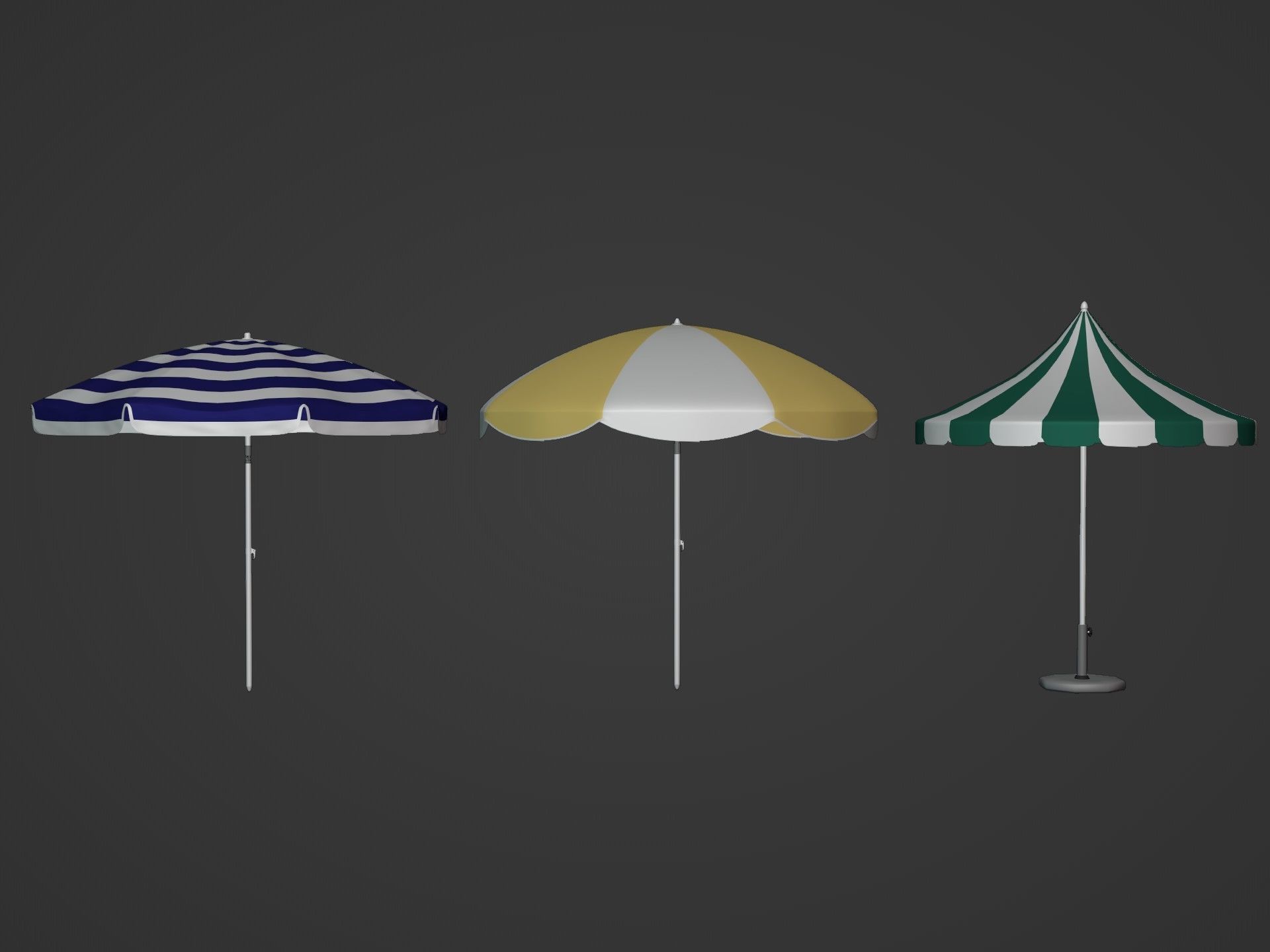 Beach Umbrellas Pack Low-poly 3D model_1