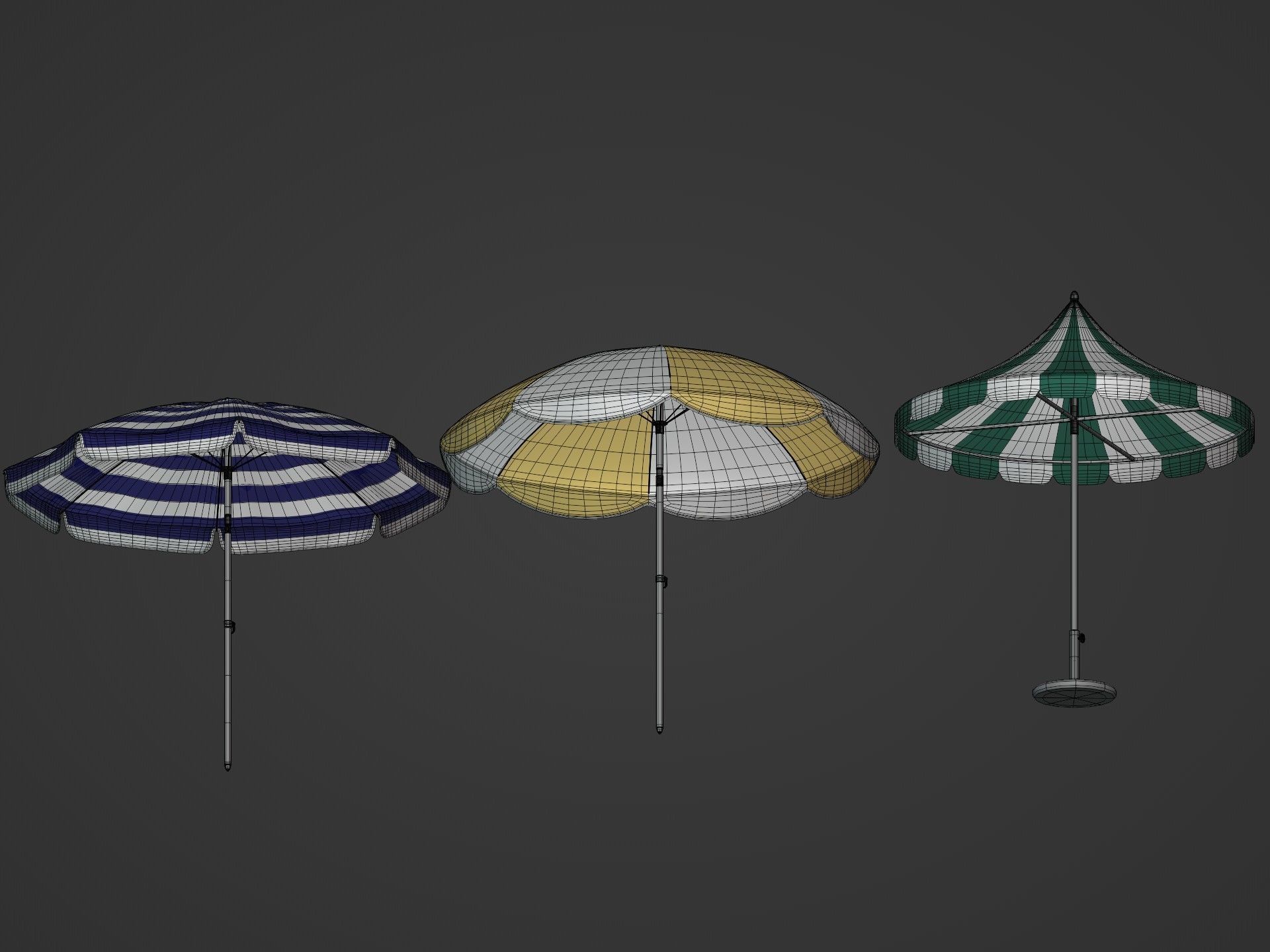 Beach Umbrellas Pack Low-poly 3D model_6