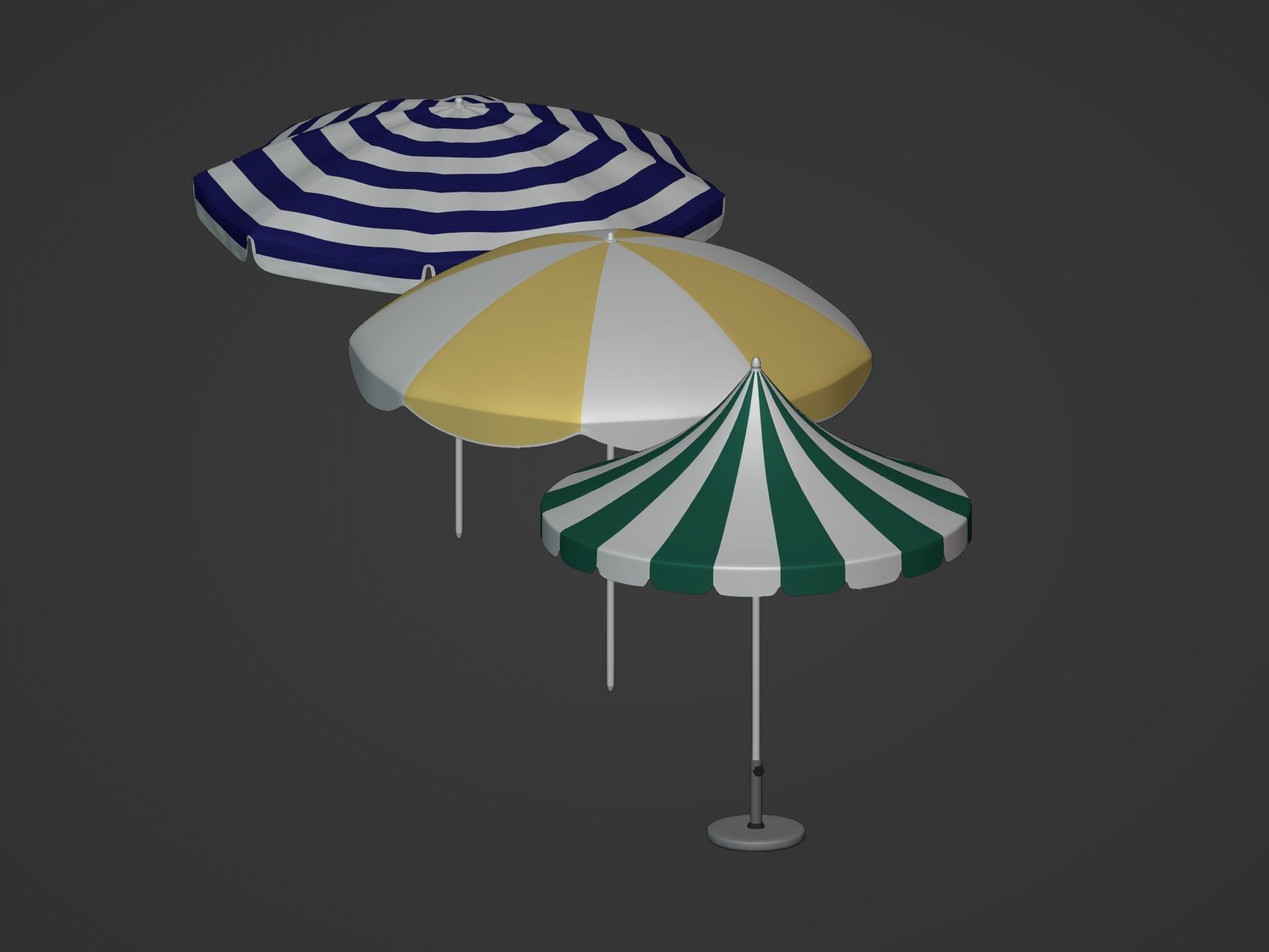 Beach Umbrellas Pack Low-poly 3D model_7