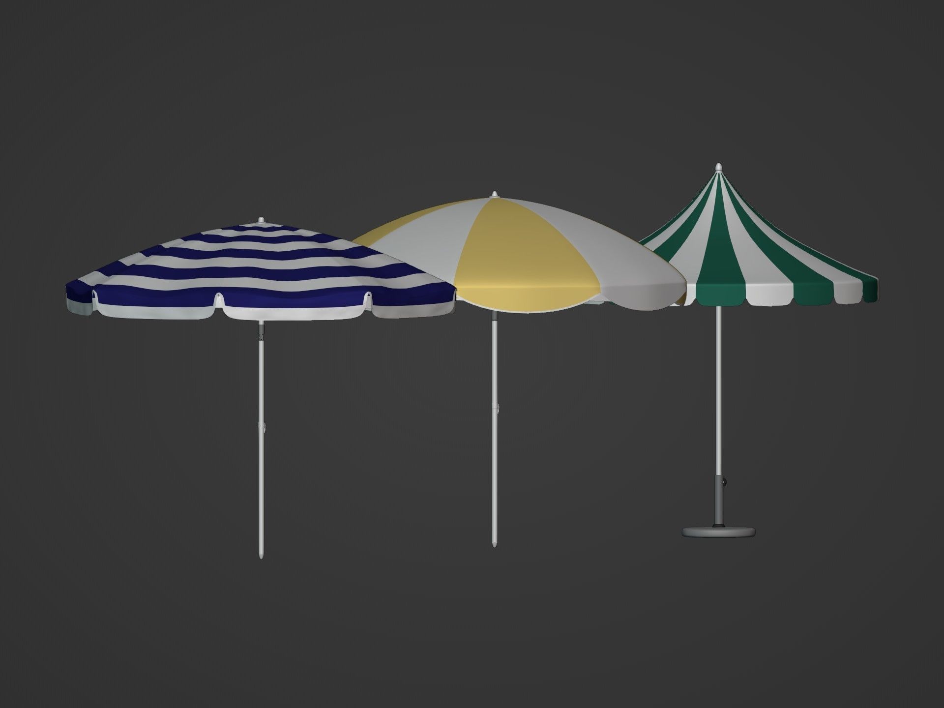 Beach Umbrellas Pack Low-poly 3D model_11