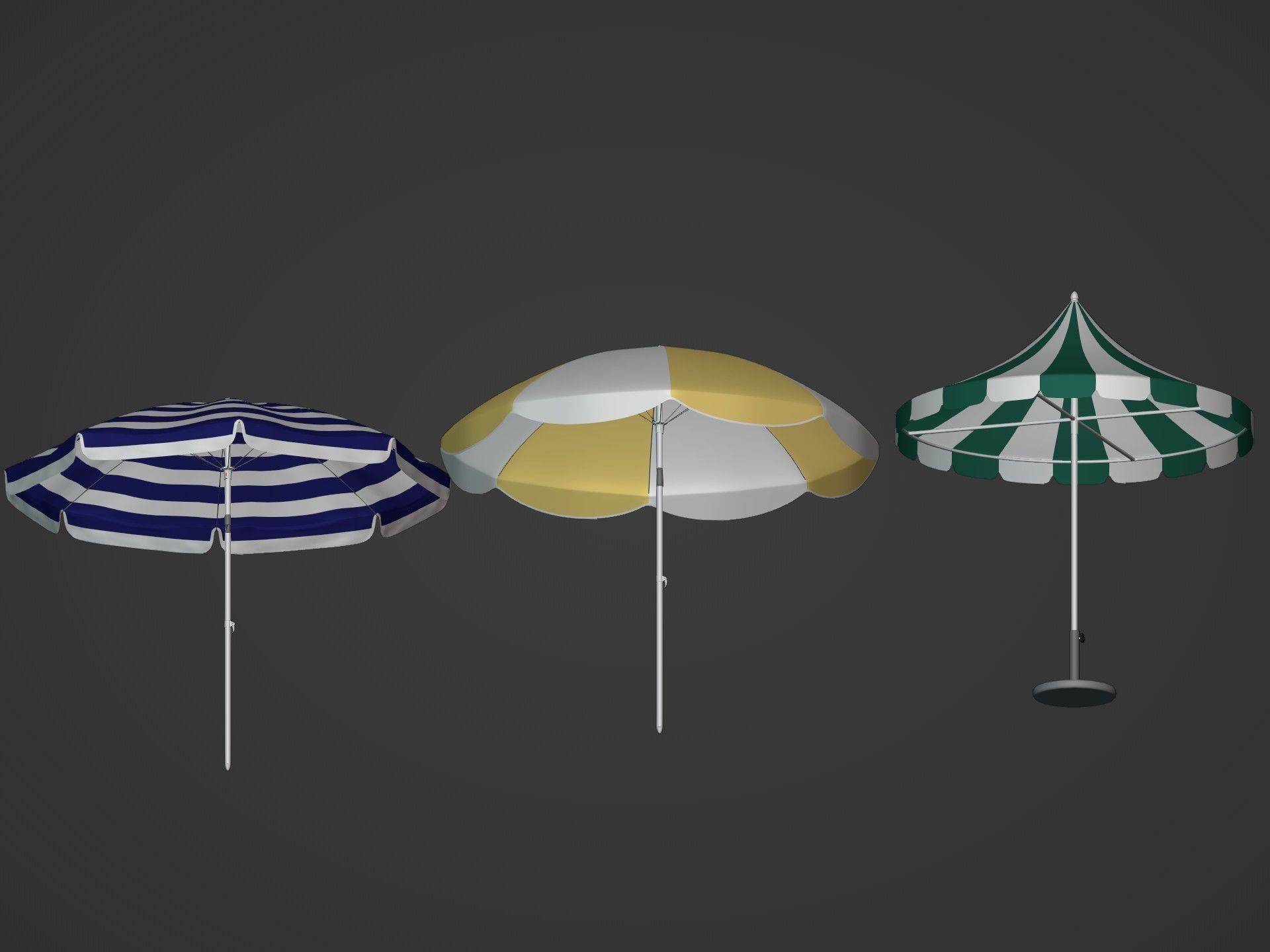 Beach Umbrellas Pack Low-poly 3D model_5