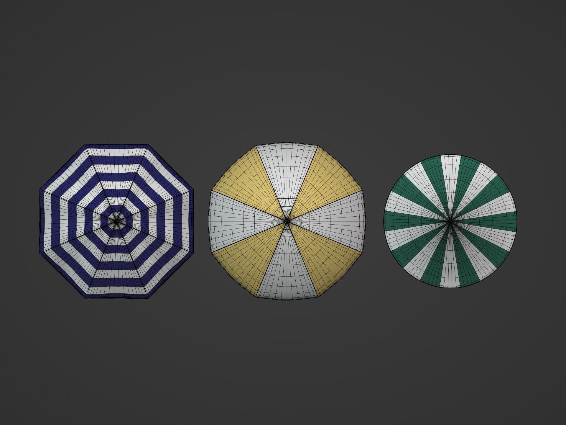 Beach Umbrellas Pack Low-poly 3D model_10