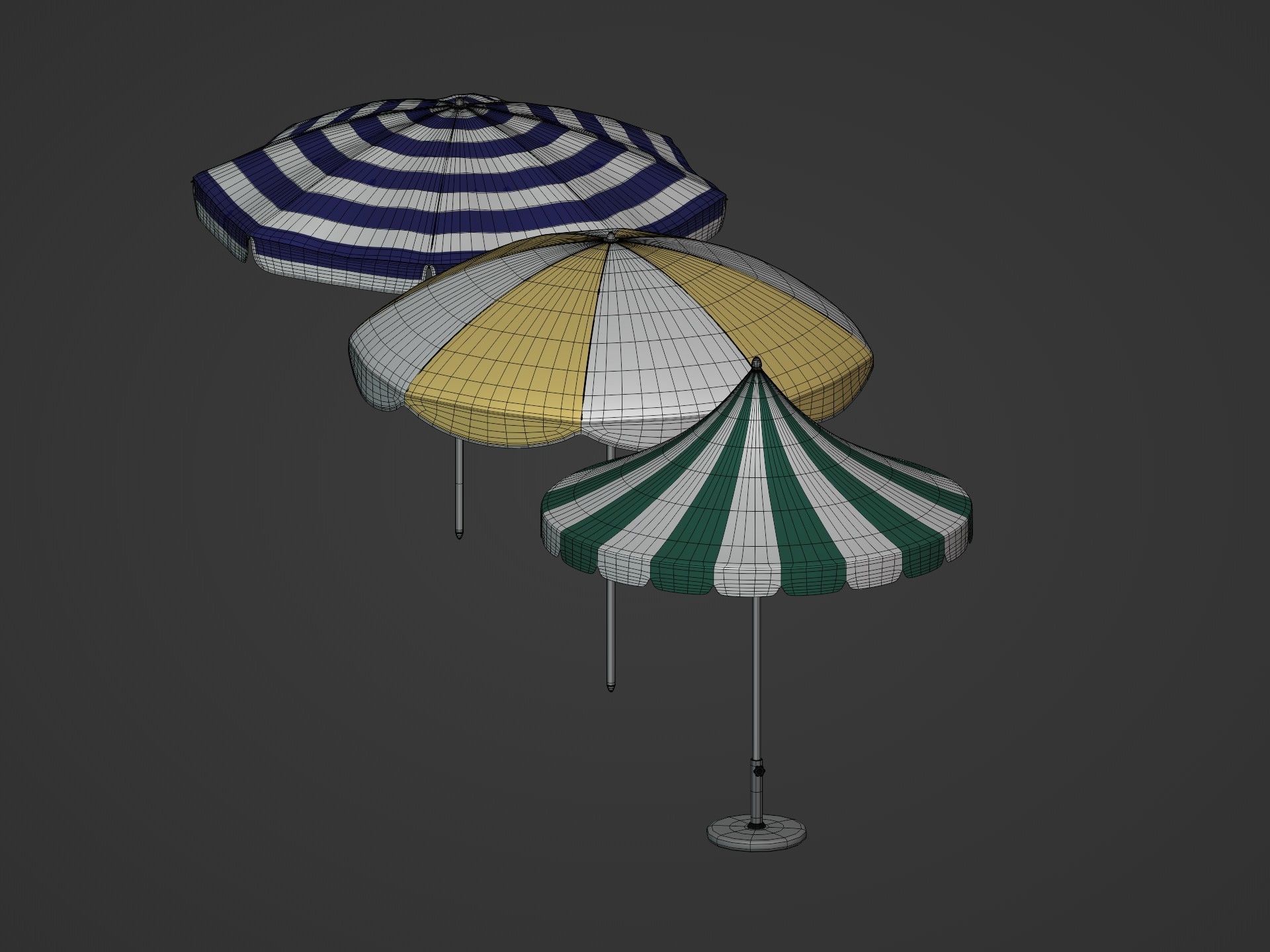 Beach Umbrellas Pack Low-poly 3D model_8