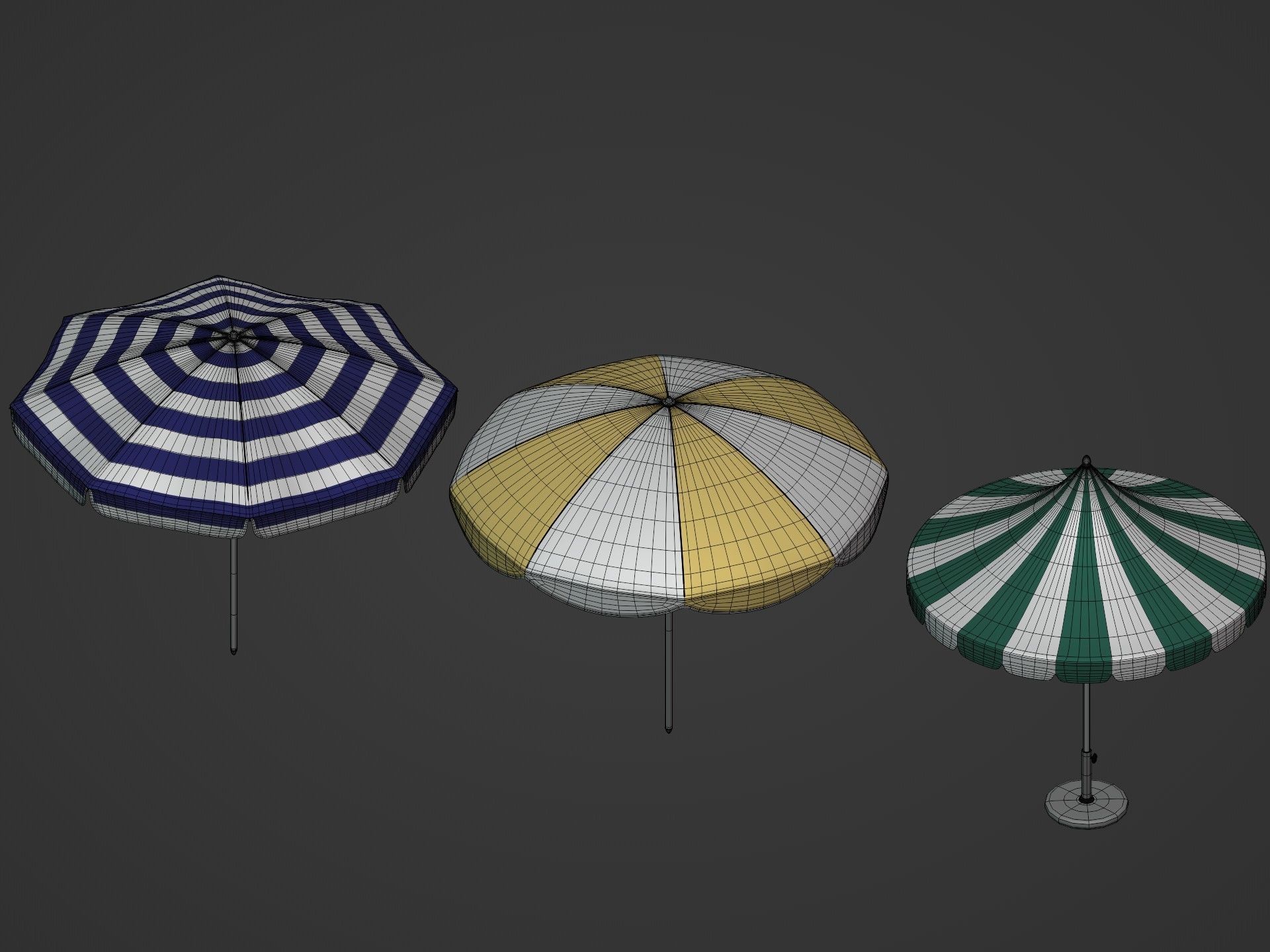 Beach Umbrellas Pack Low-poly 3D model_4