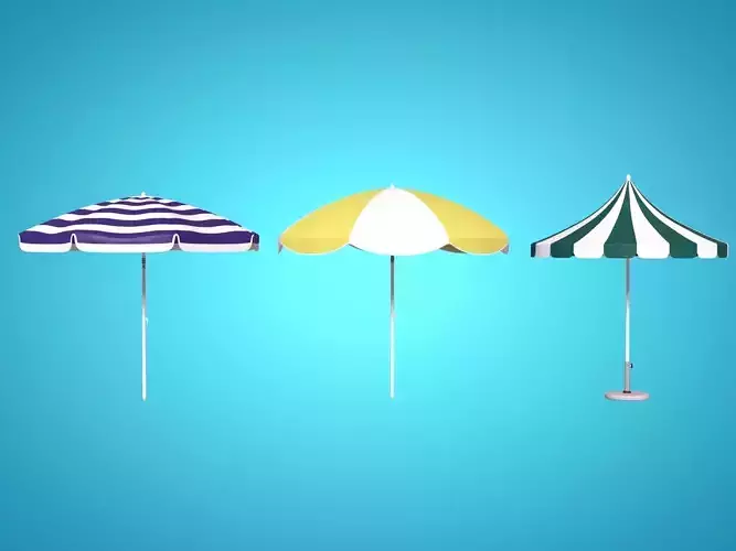 Beach Umbrellas Pack Low-poly 3D model