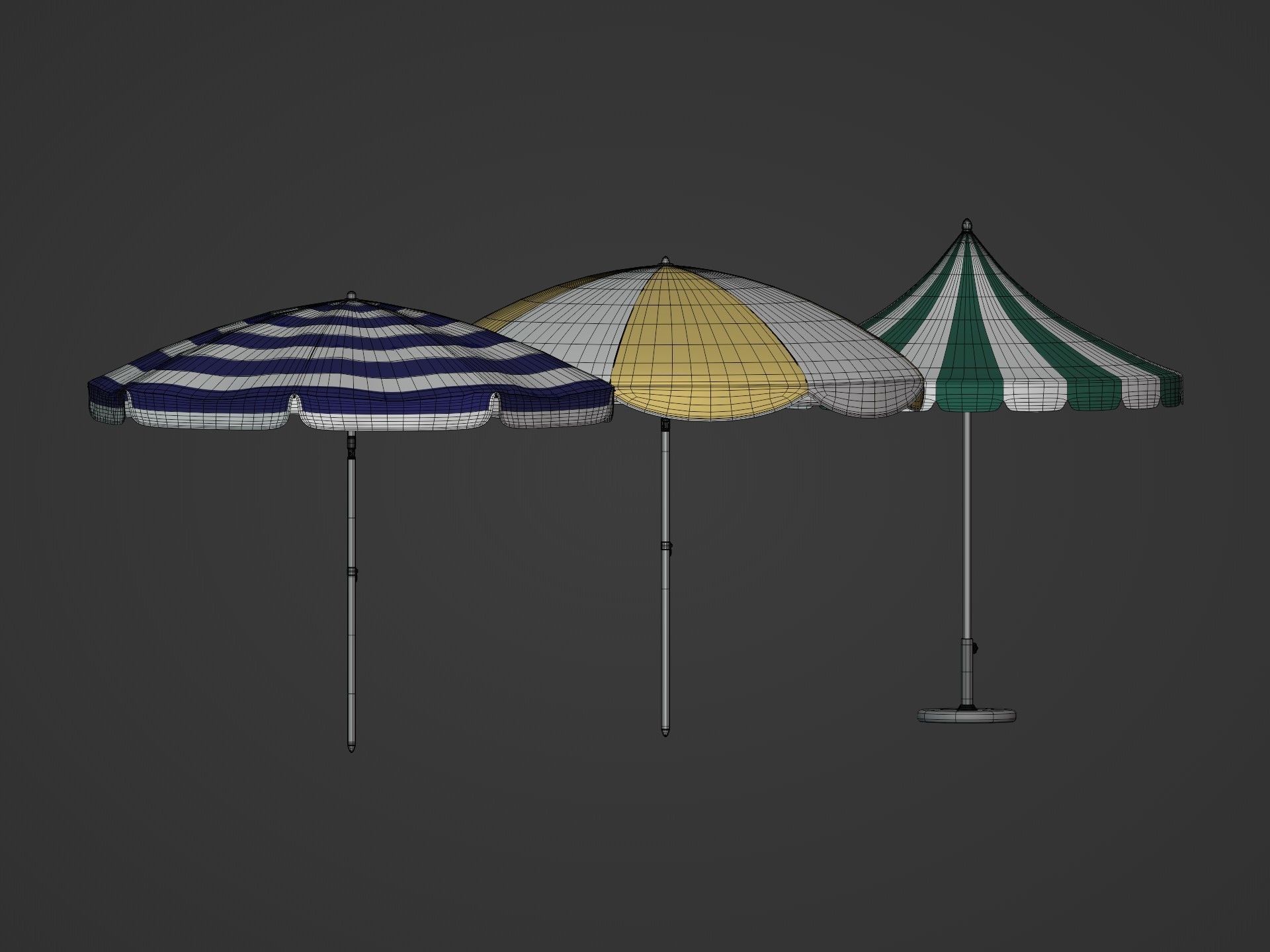 Beach Umbrellas Pack Low-poly 3D model_12