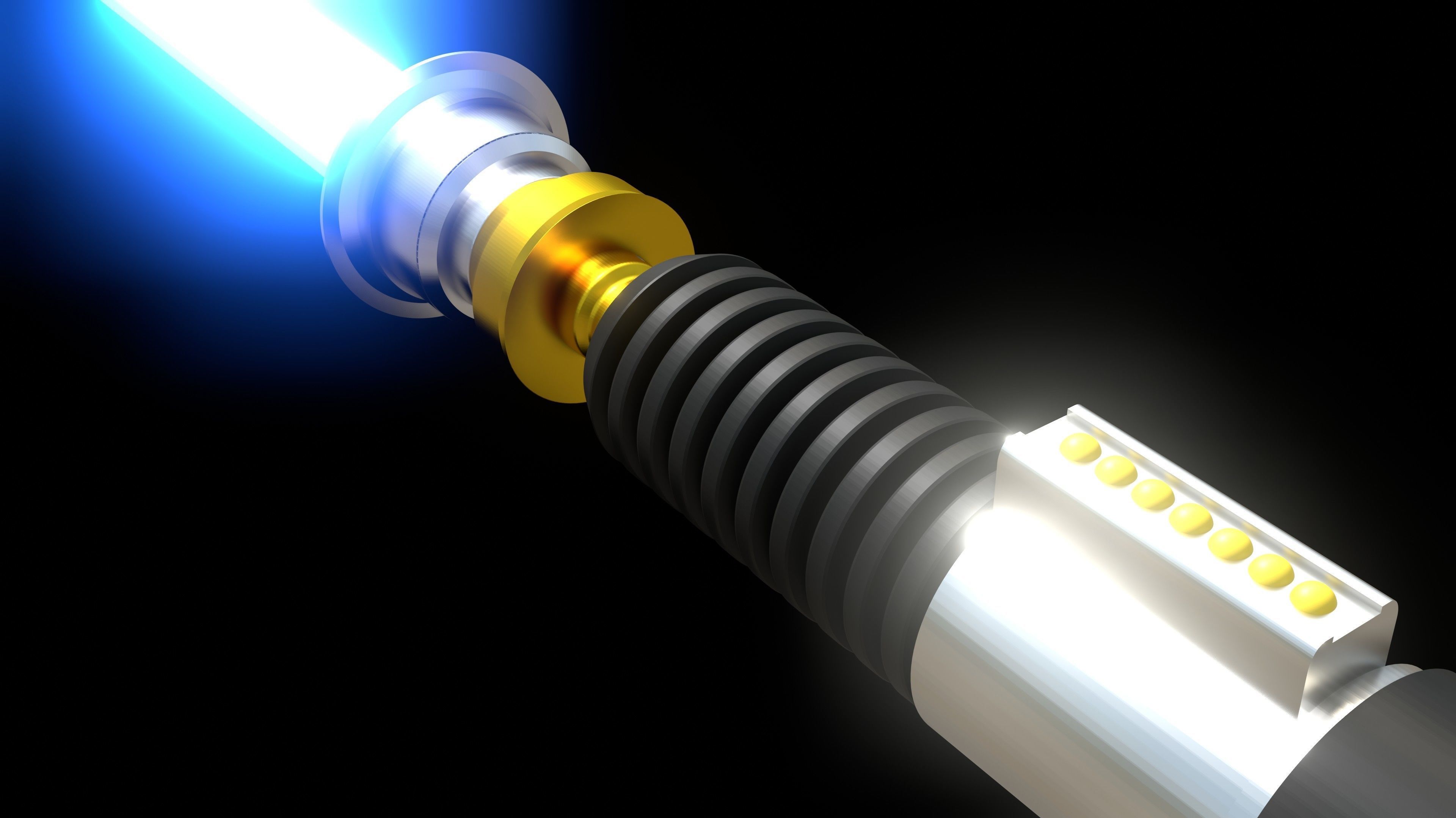 Obi-Wan Kenobi Lightsaber - Revenge of The Sith and A New Hope 3D model_2