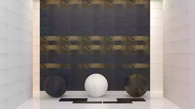 TILES CERAMIC HARMONY BLUE GEOMETRIC GOLD METALLIC 30x90 15x90