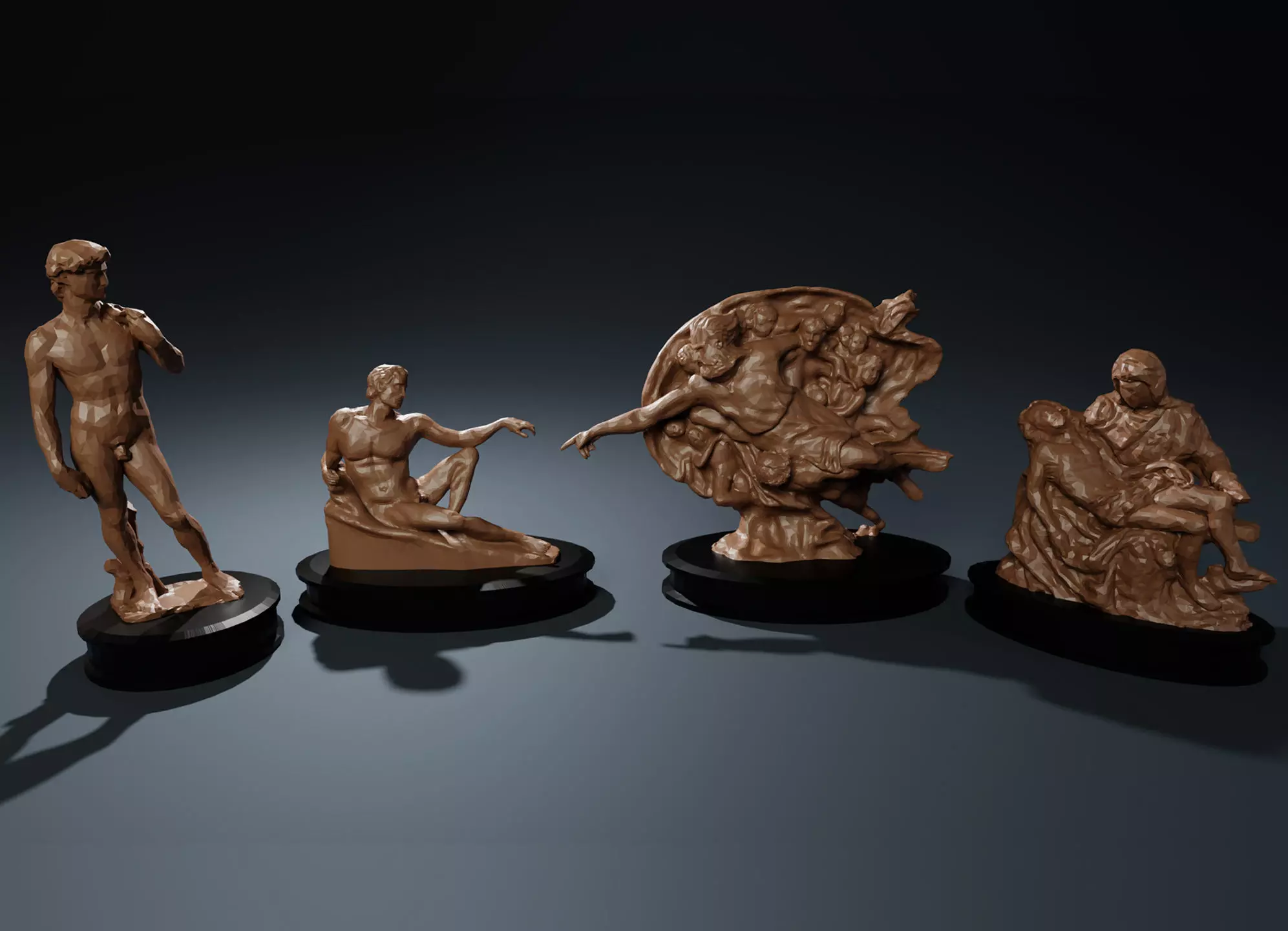Pack of  Michelangelos Low Poly Masterpieces 3D print model_0