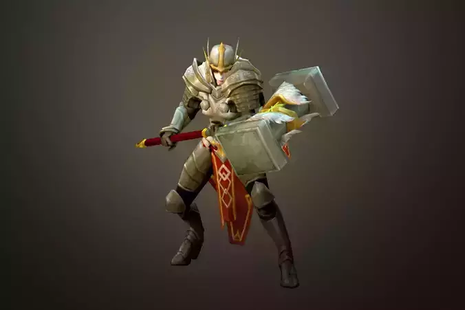 Fantasy Chess RPG Character - Joan of Arc Low-poly 3D model
