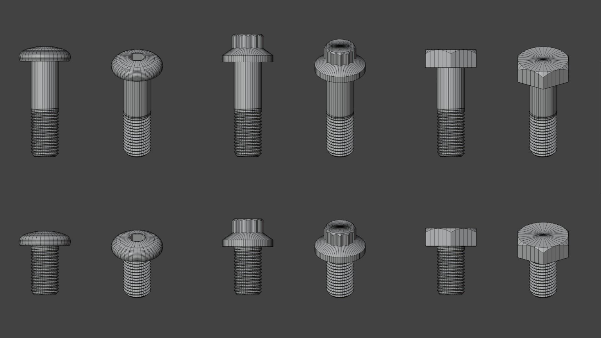 35 Bolts and nuts Low-poly 3D model_12