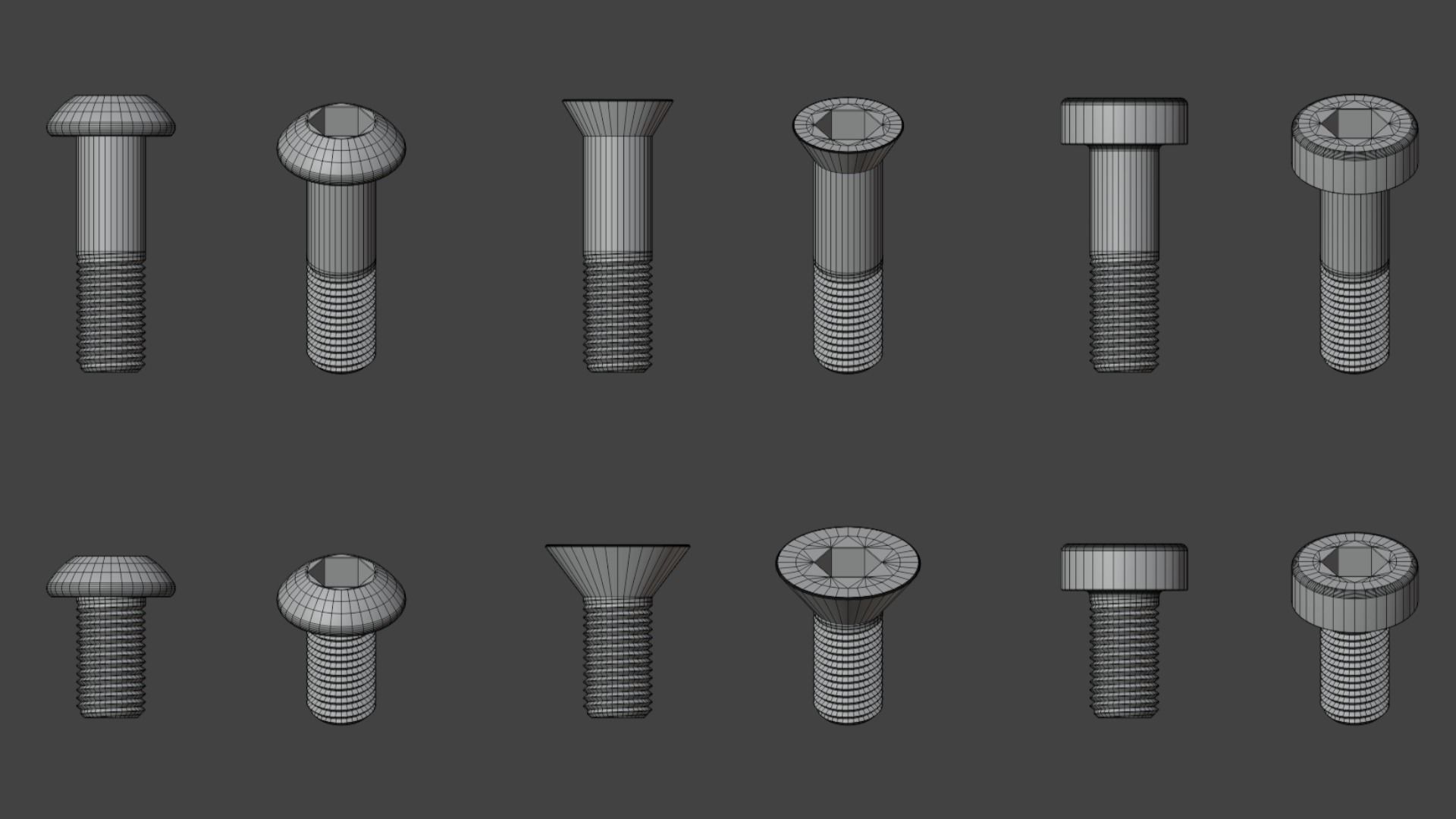 35 Bolts and nuts Low-poly 3D model_13