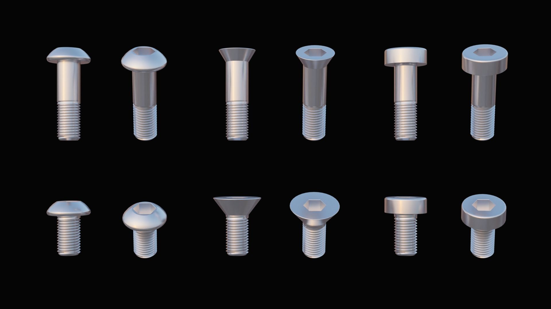 35 Bolts and nuts Low-poly 3D model_5