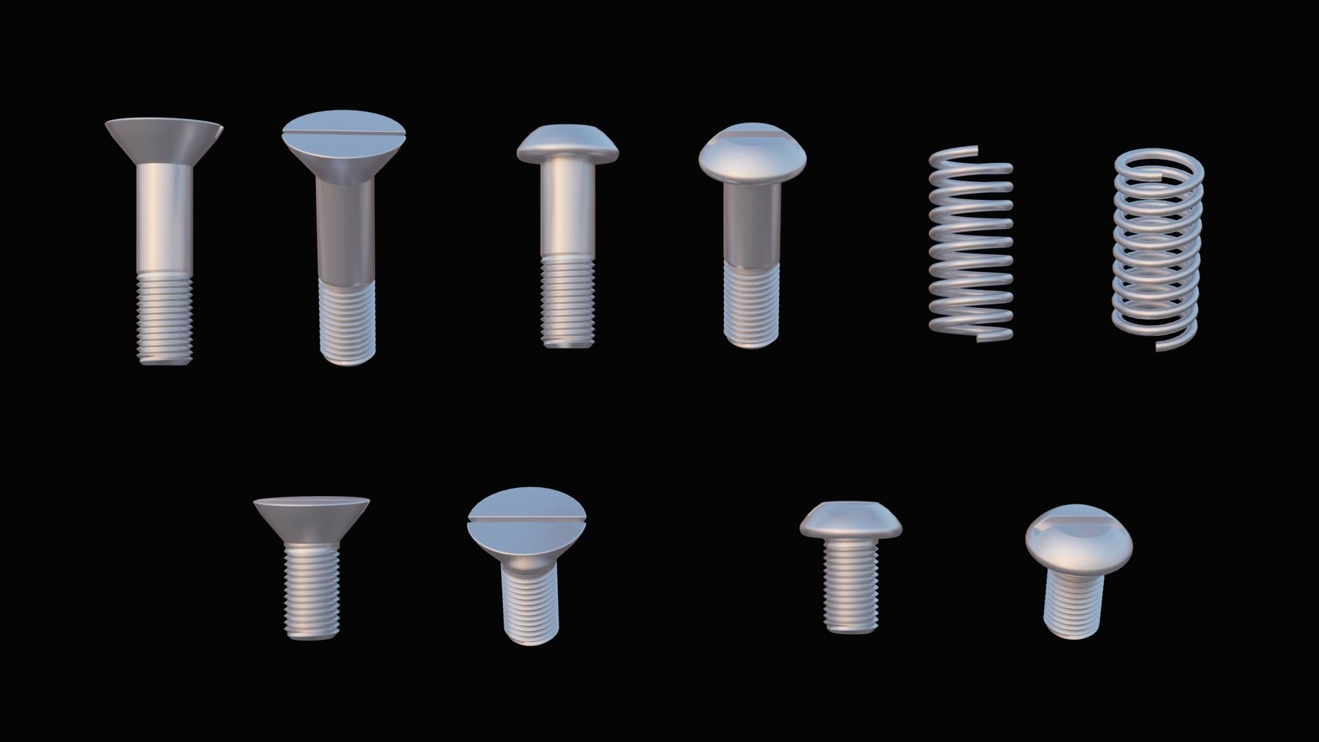 35 Bolts and nuts Low-poly 3D model_6