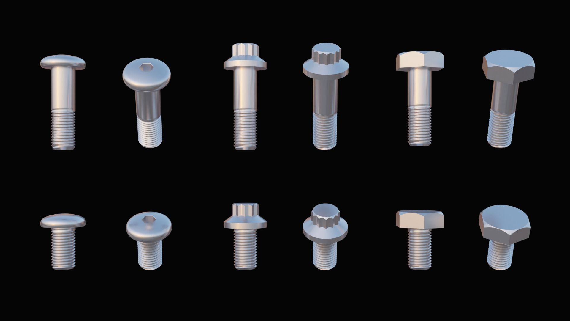 35 Bolts and nuts Low-poly 3D model_4