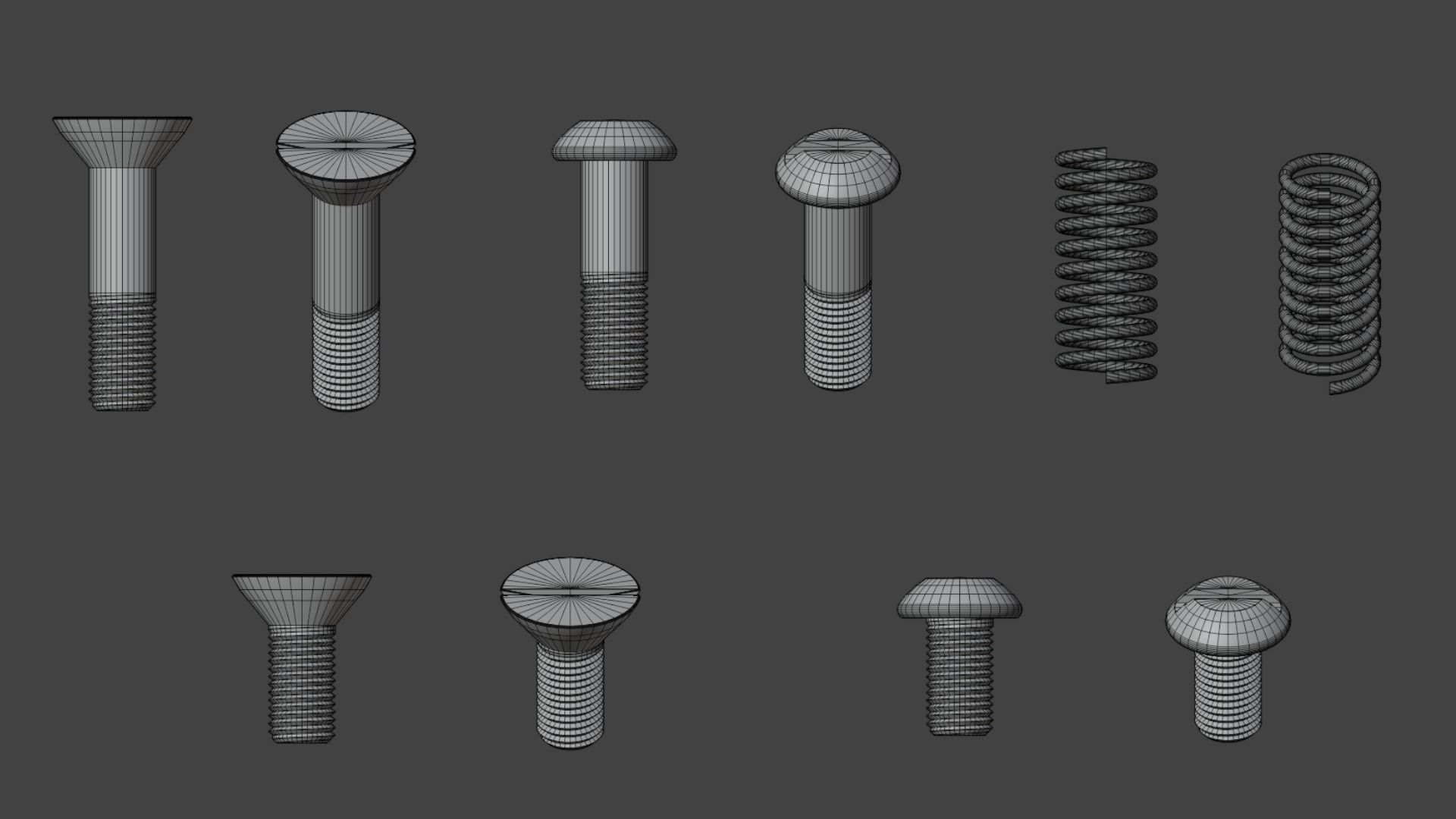 35 Bolts and nuts Low-poly 3D model_14